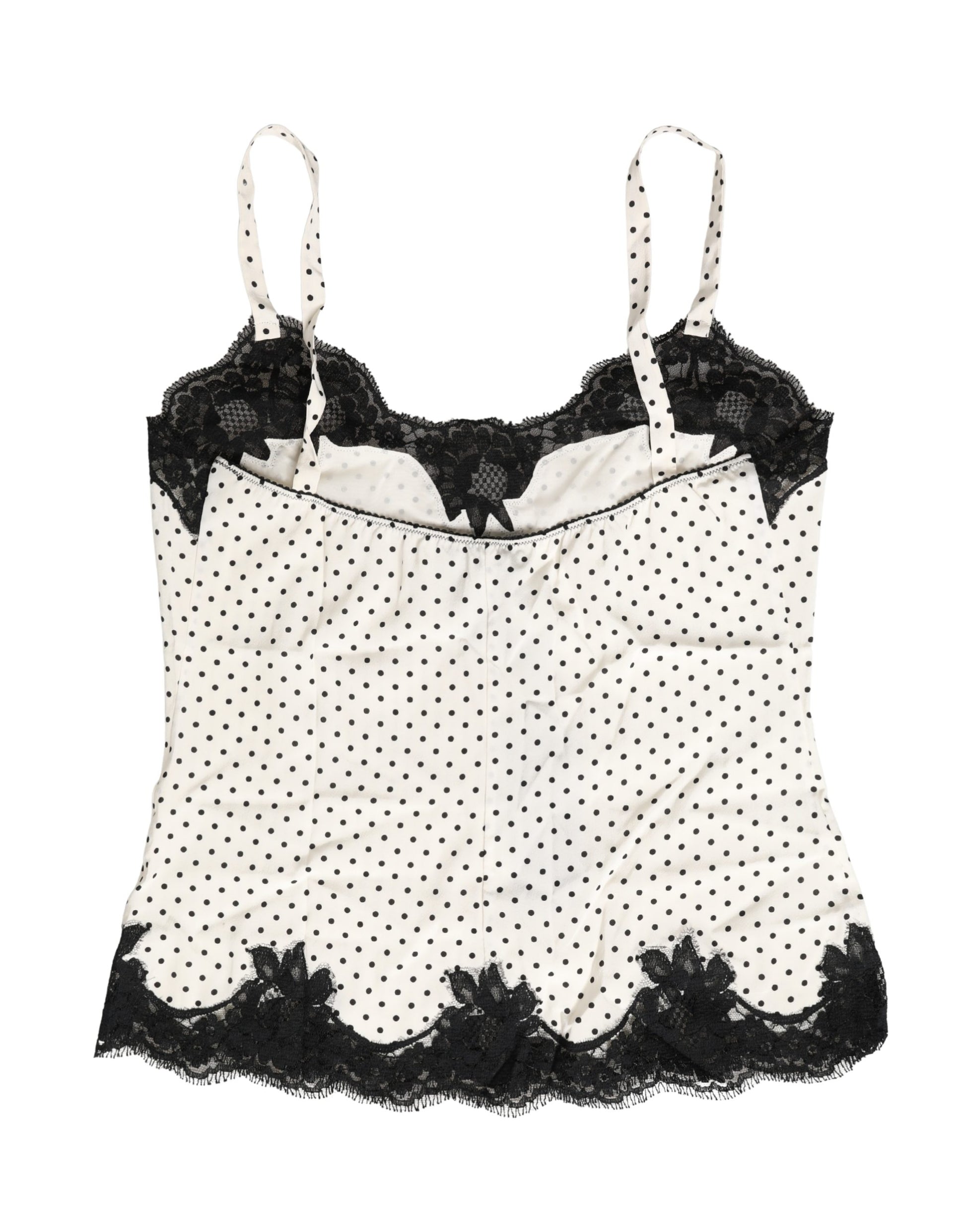 Sous-vêtement caraco Dolce & Gabbana blanc à pois et bordure en dentelle