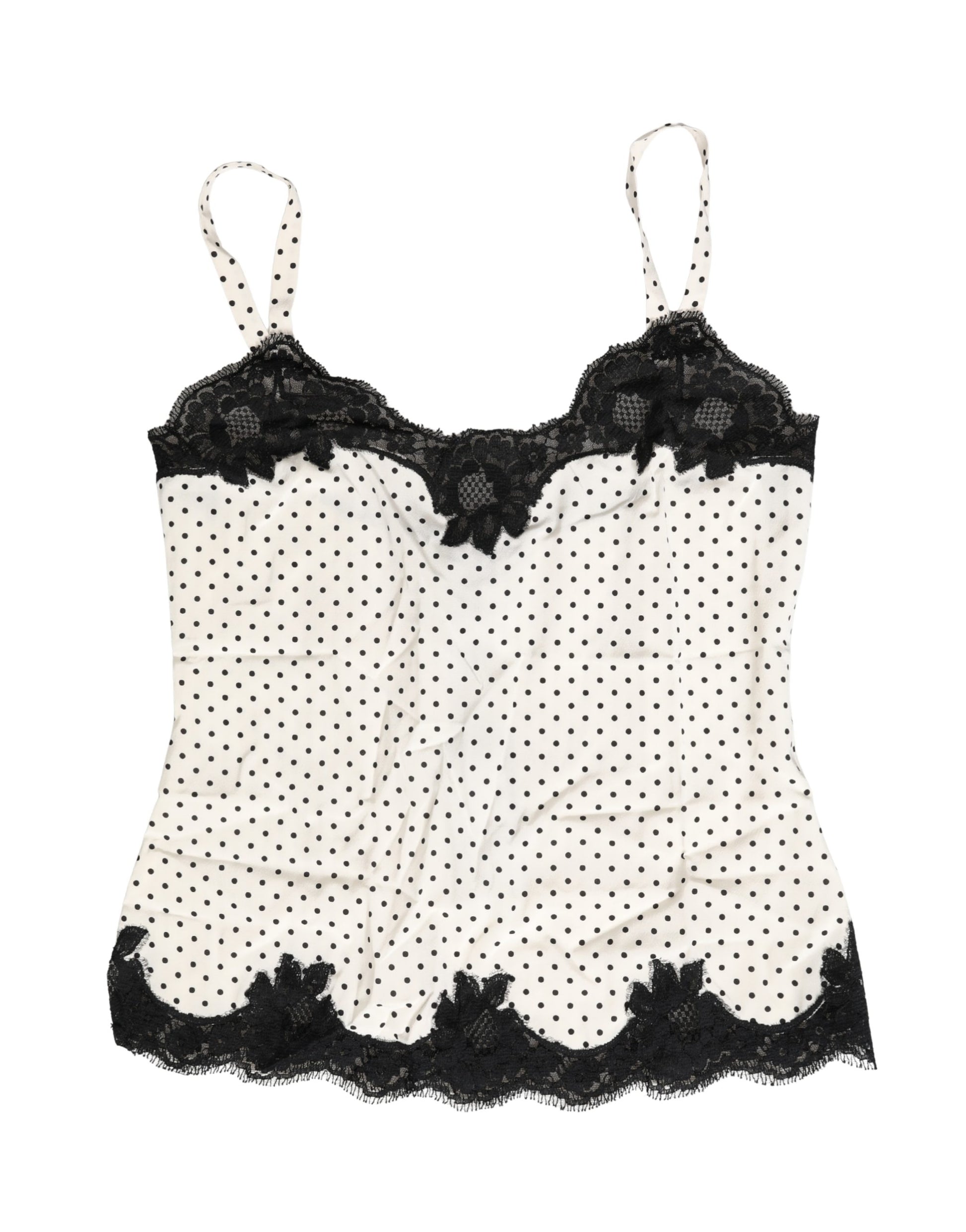 Sous-vêtement caraco Dolce & Gabbana blanc à pois et bordure en dentelle