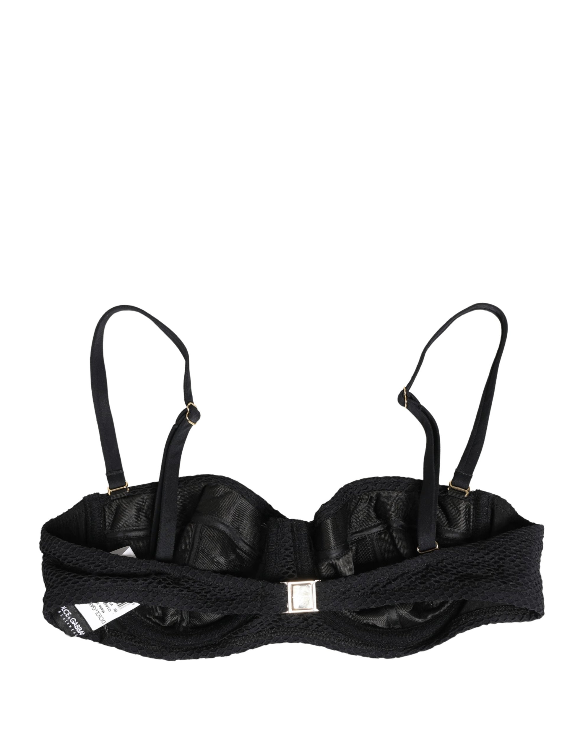 Soutien-gorge balconnet rembourré en nylon noir Dolce & Gabbana