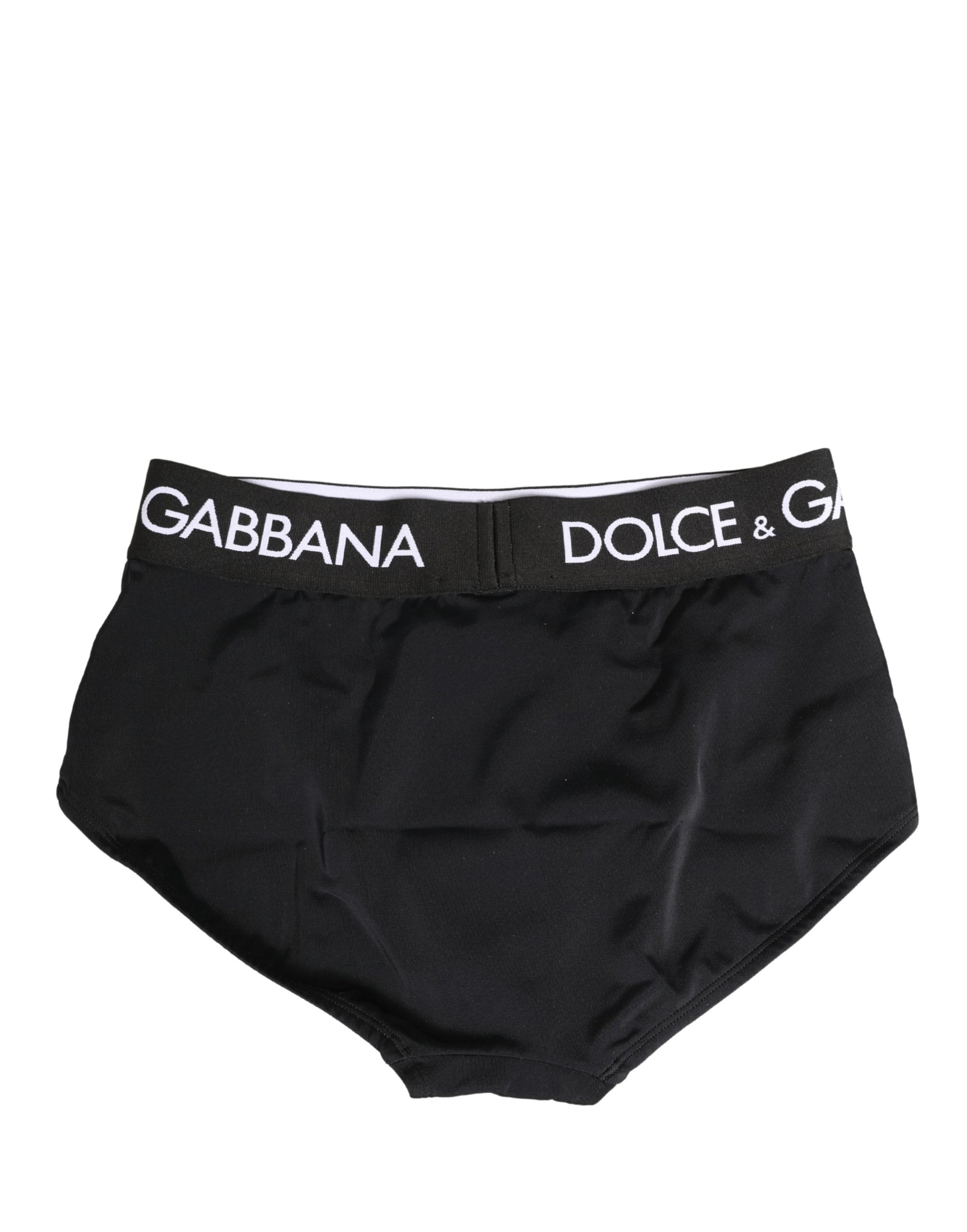 Culotte Dolce & Gabbana noire avec logo à la ceinture