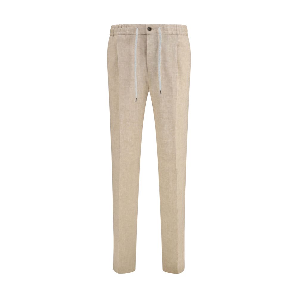 Pantalon décontracté en lin beige PT Torino