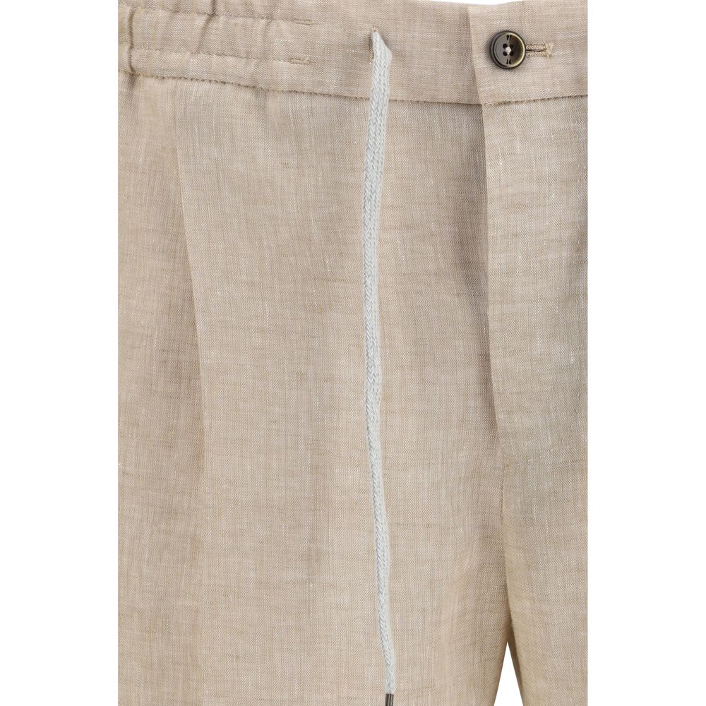 Pantalon décontracté en lin beige PT Torino