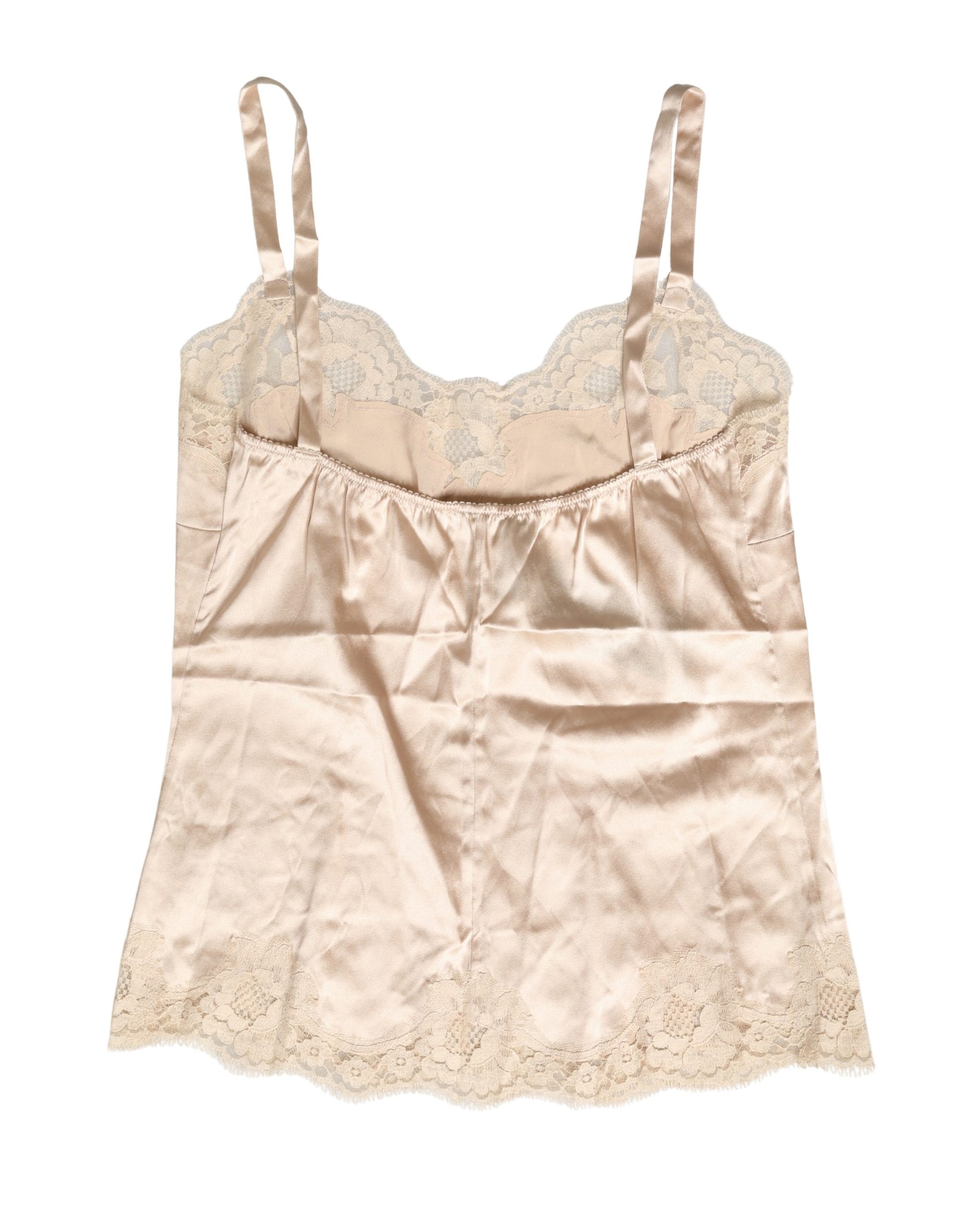 Caraco en satin de soie et dentelle beige Dolce & Gabbana, lingerie et vêtement de nuit