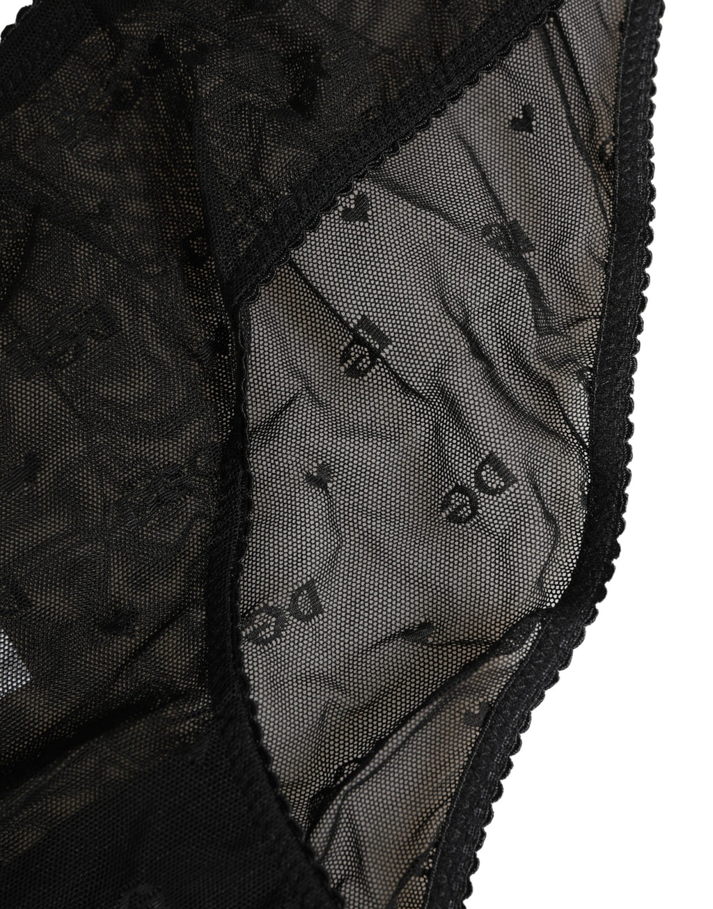 Slip en maille transparente avec logo et dentelle Dolce & Gabbana noir