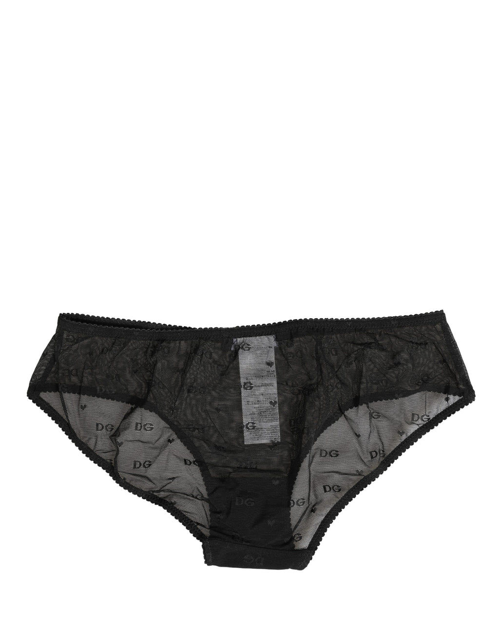 Slip en maille transparente avec logo et dentelle Dolce & Gabbana noir