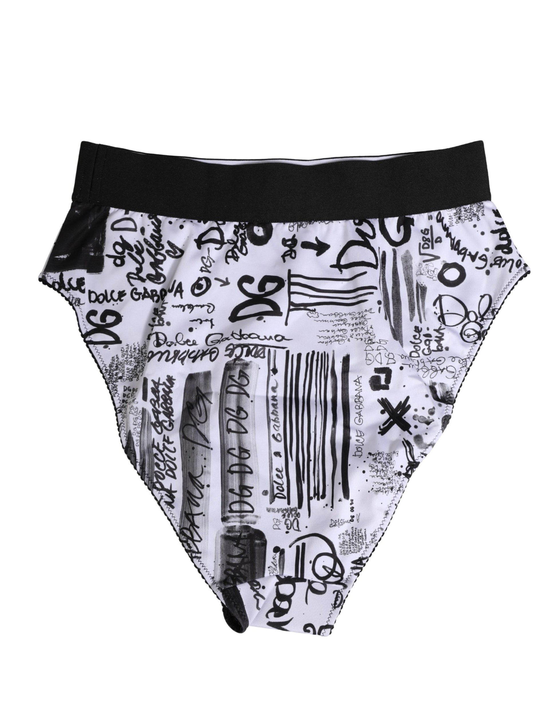 Sous-vêtements taille haute Dolce & Gabbana noirs et blancs à logo graphique