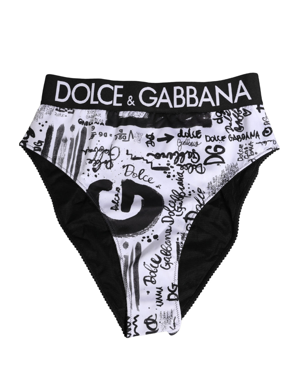 Sous-vêtements taille haute Dolce & Gabbana noirs et blancs à logo graphique