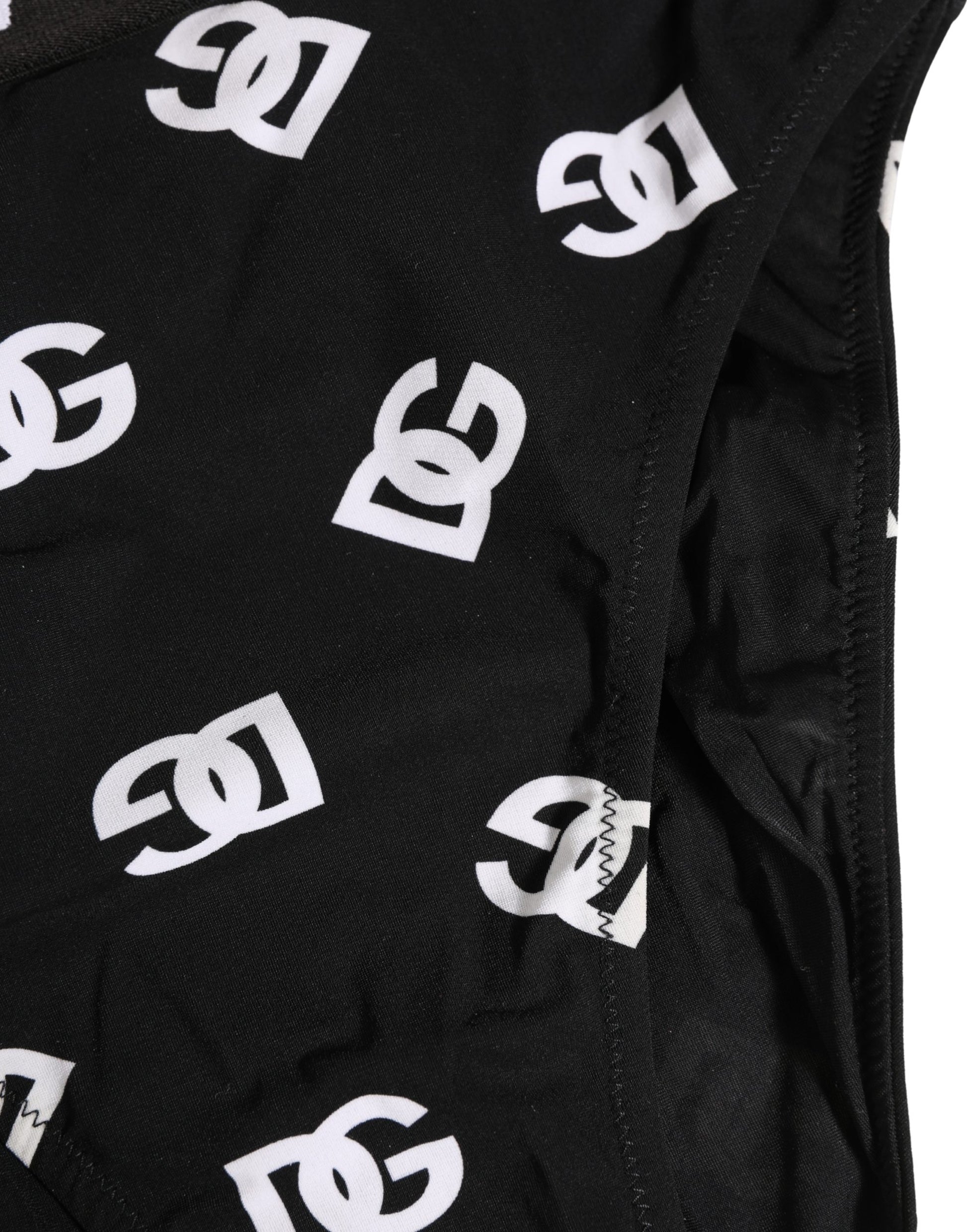 Dolce & Gabbana White Black Logo Waistband Midi Brief Underwear