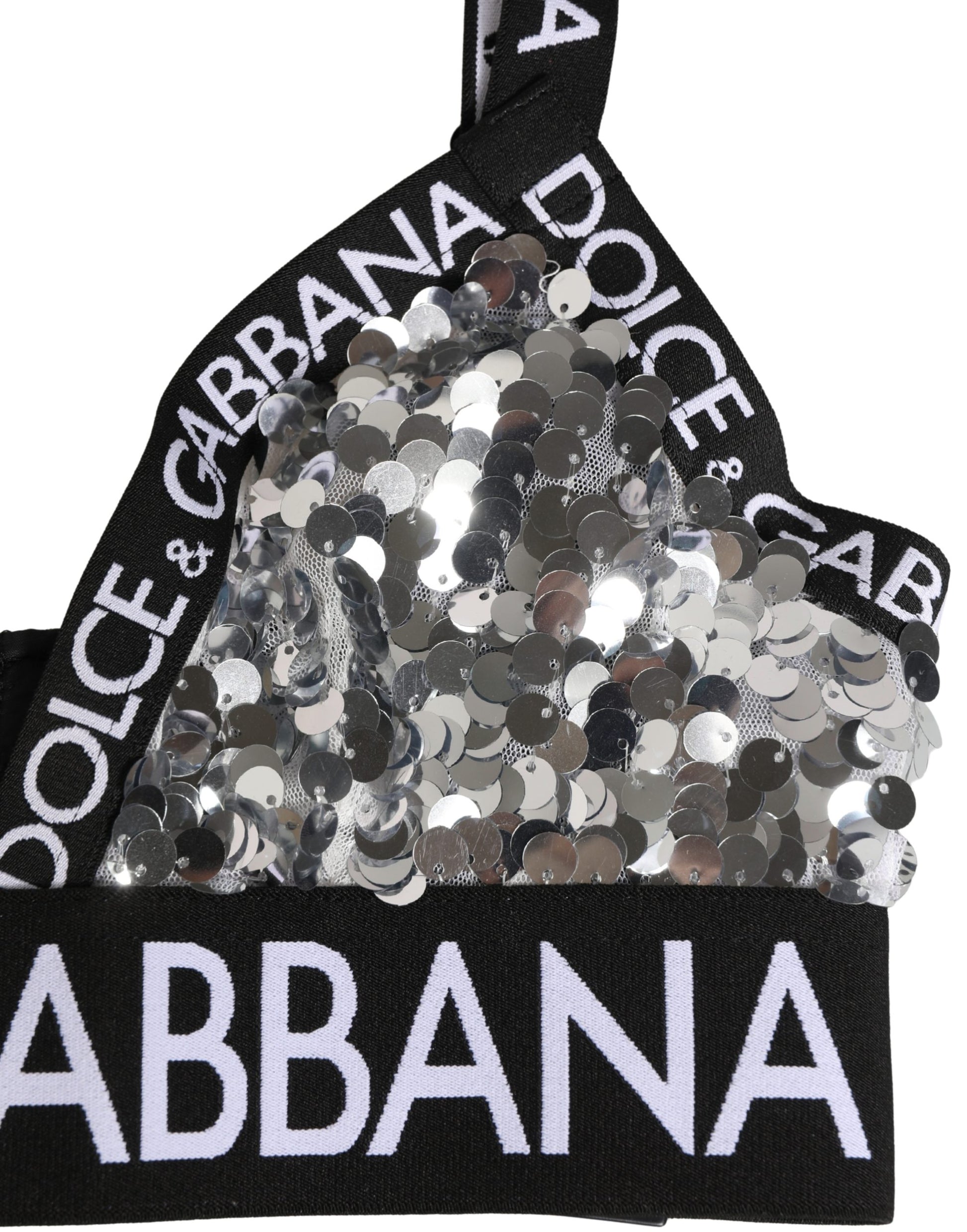 Soutien-gorge triangle souple à sequins argentés Dolce & Gabbana