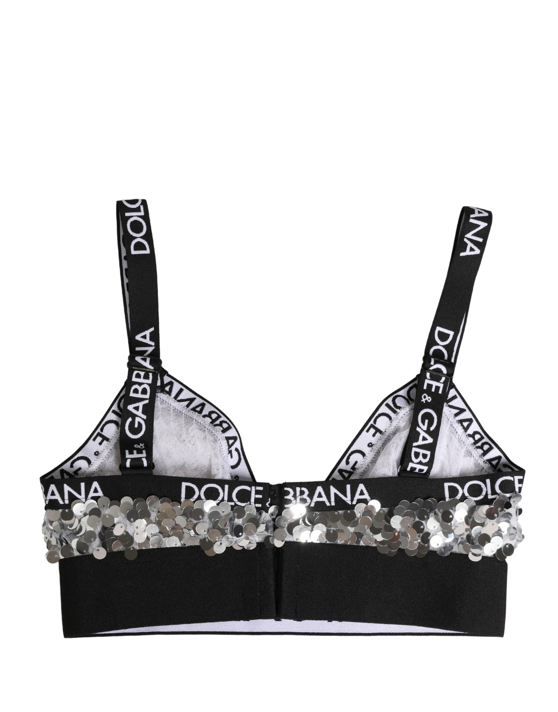 Soutien-gorge triangle souple à sequins argentés Dolce & Gabbana