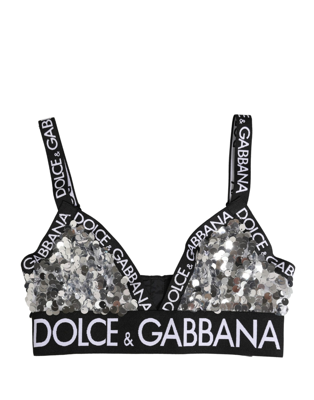 Soutien-gorge triangle souple à sequins argentés Dolce & Gabbana
