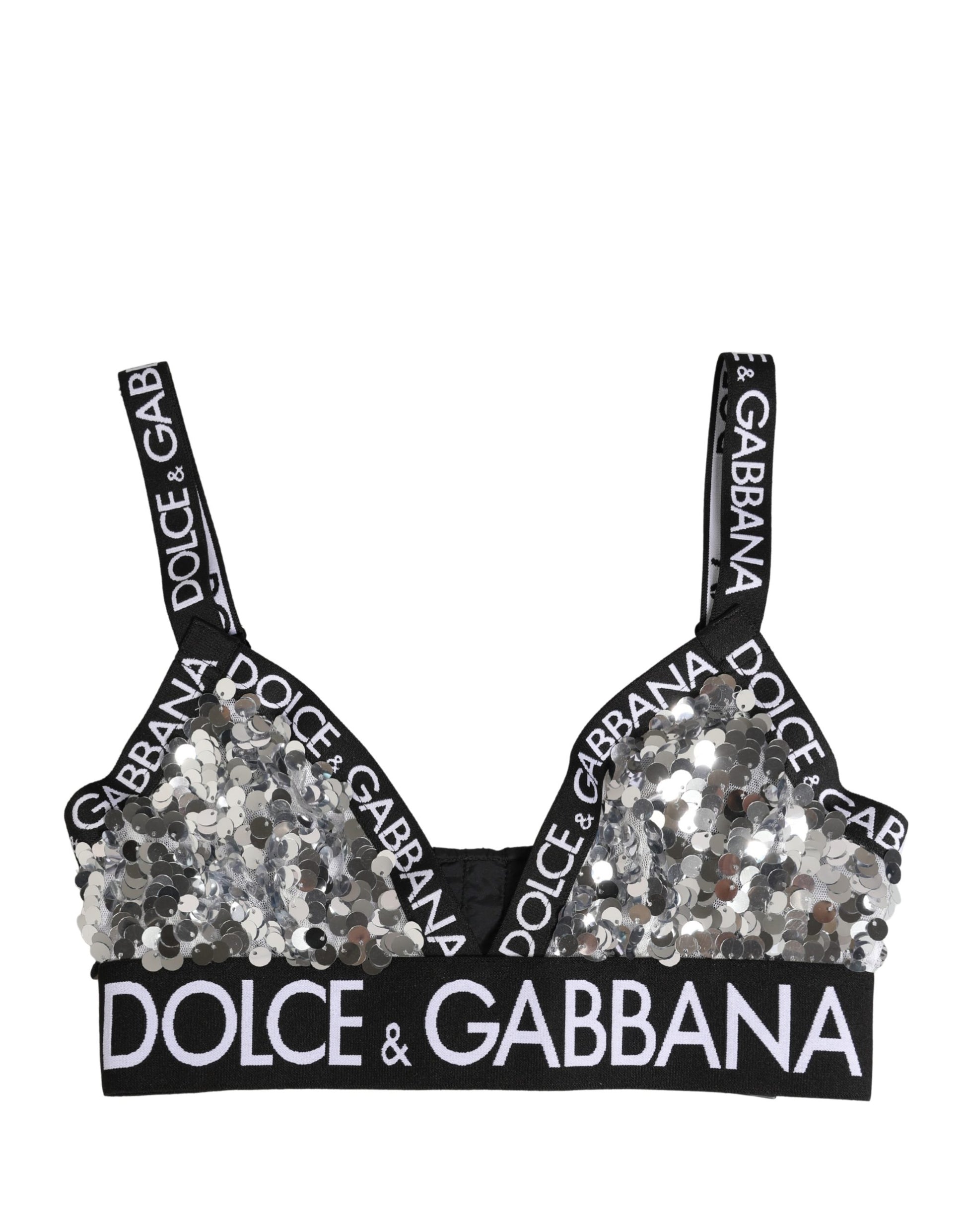 Soutien-gorge triangle souple à sequins argentés Dolce & Gabbana
