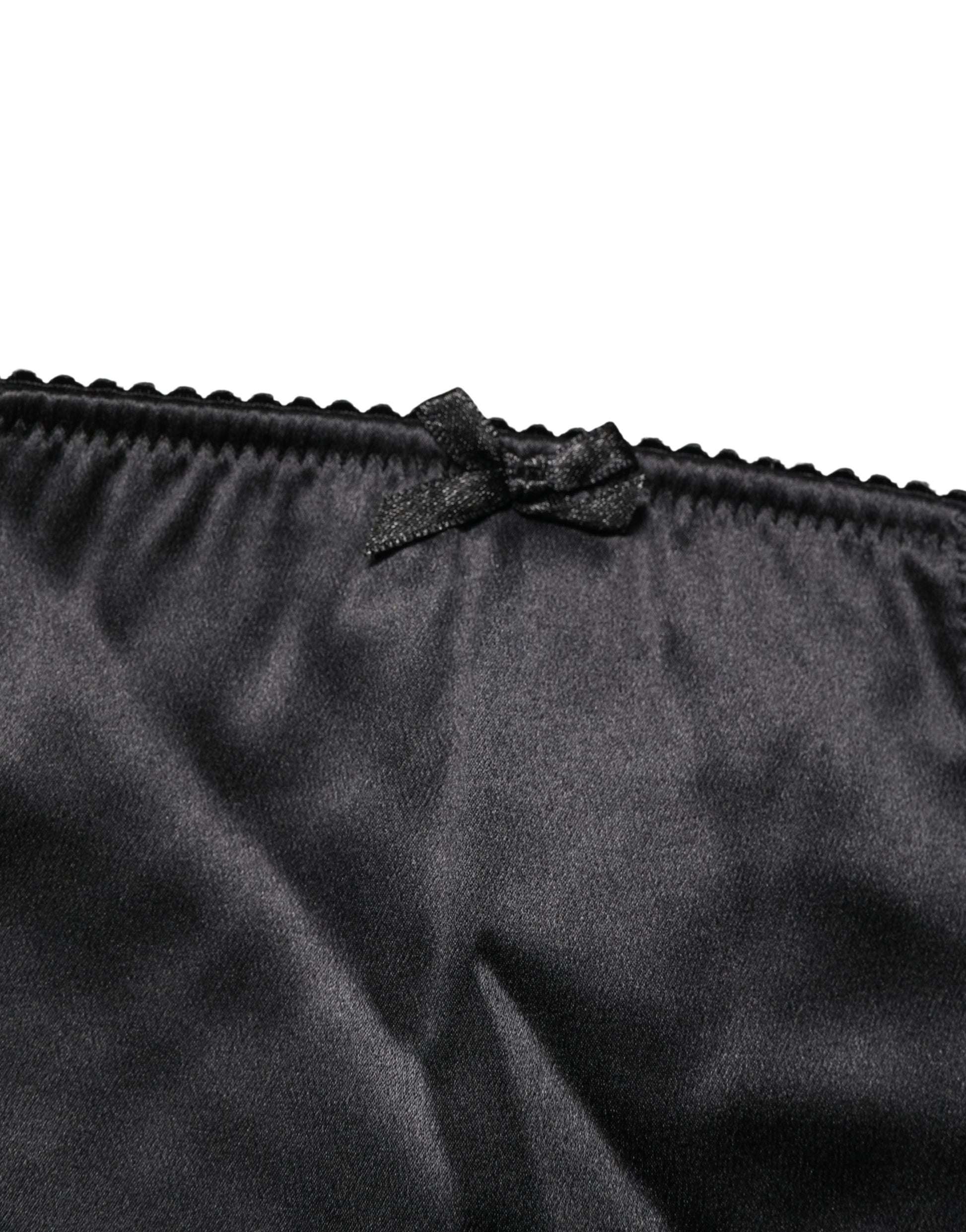 Sous-vêtement culotte gainante taille haute en soie mélangée noire Dolce & Gabbana
