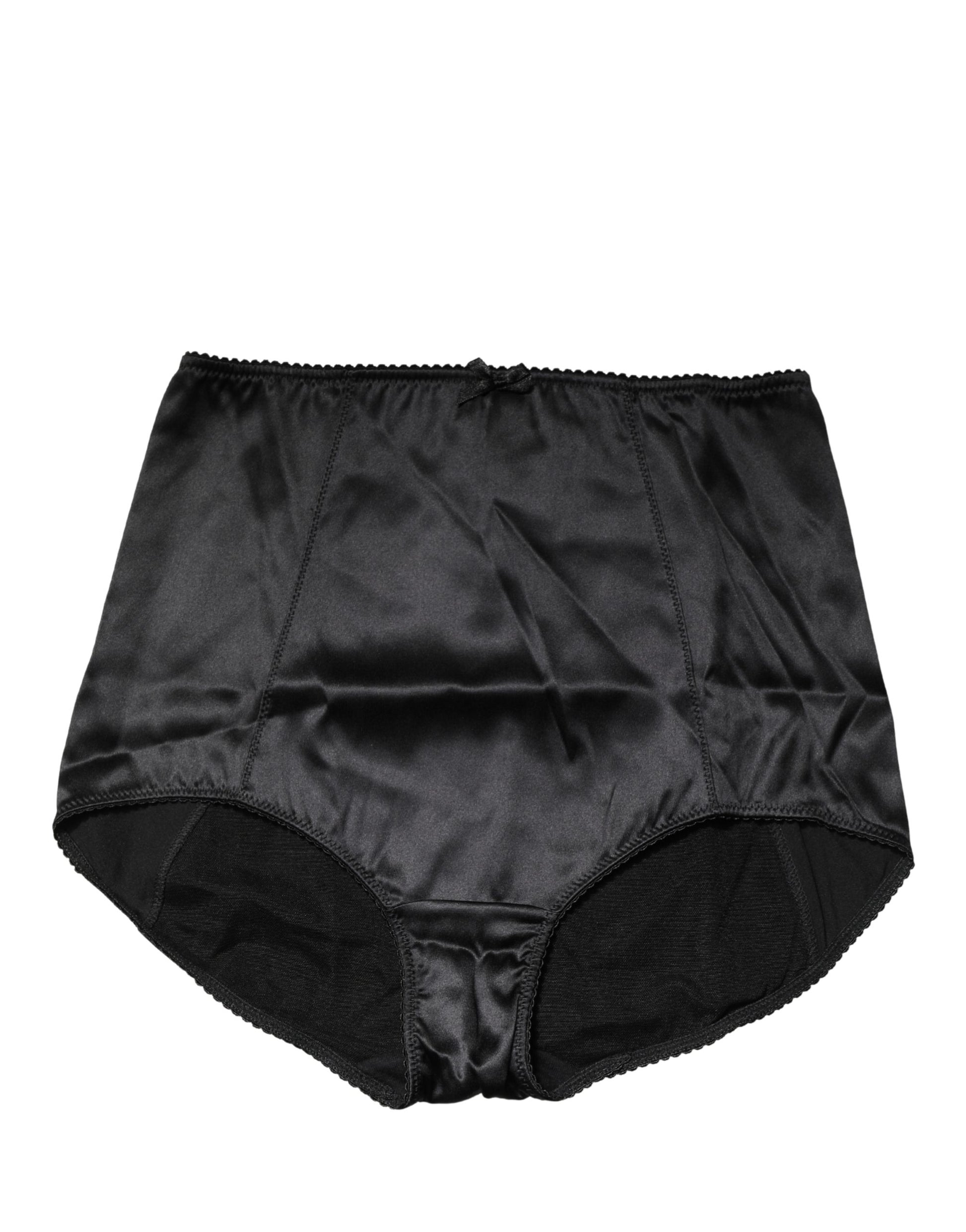 Sous-vêtement culotte gainante taille haute en soie mélangée noire Dolce & Gabbana