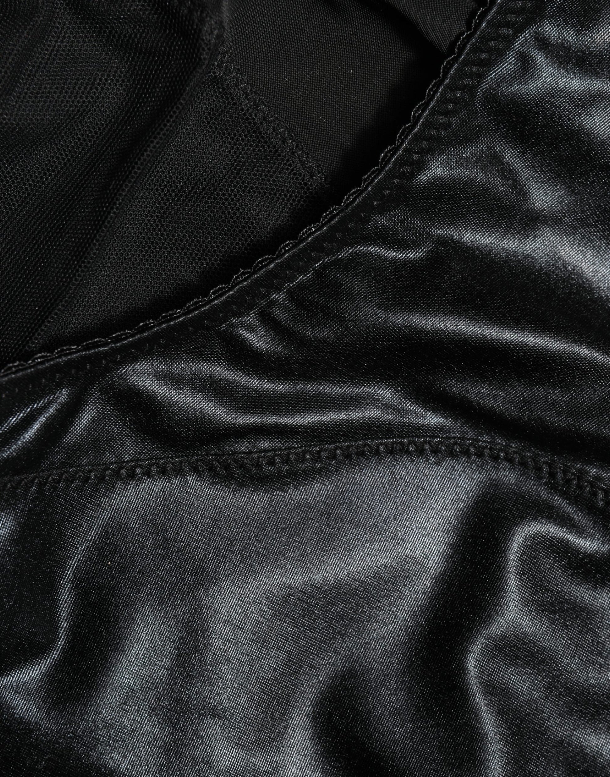 Sous-vêtement culotte gainante taille haute en soie mélangée noire Dolce & Gabbana