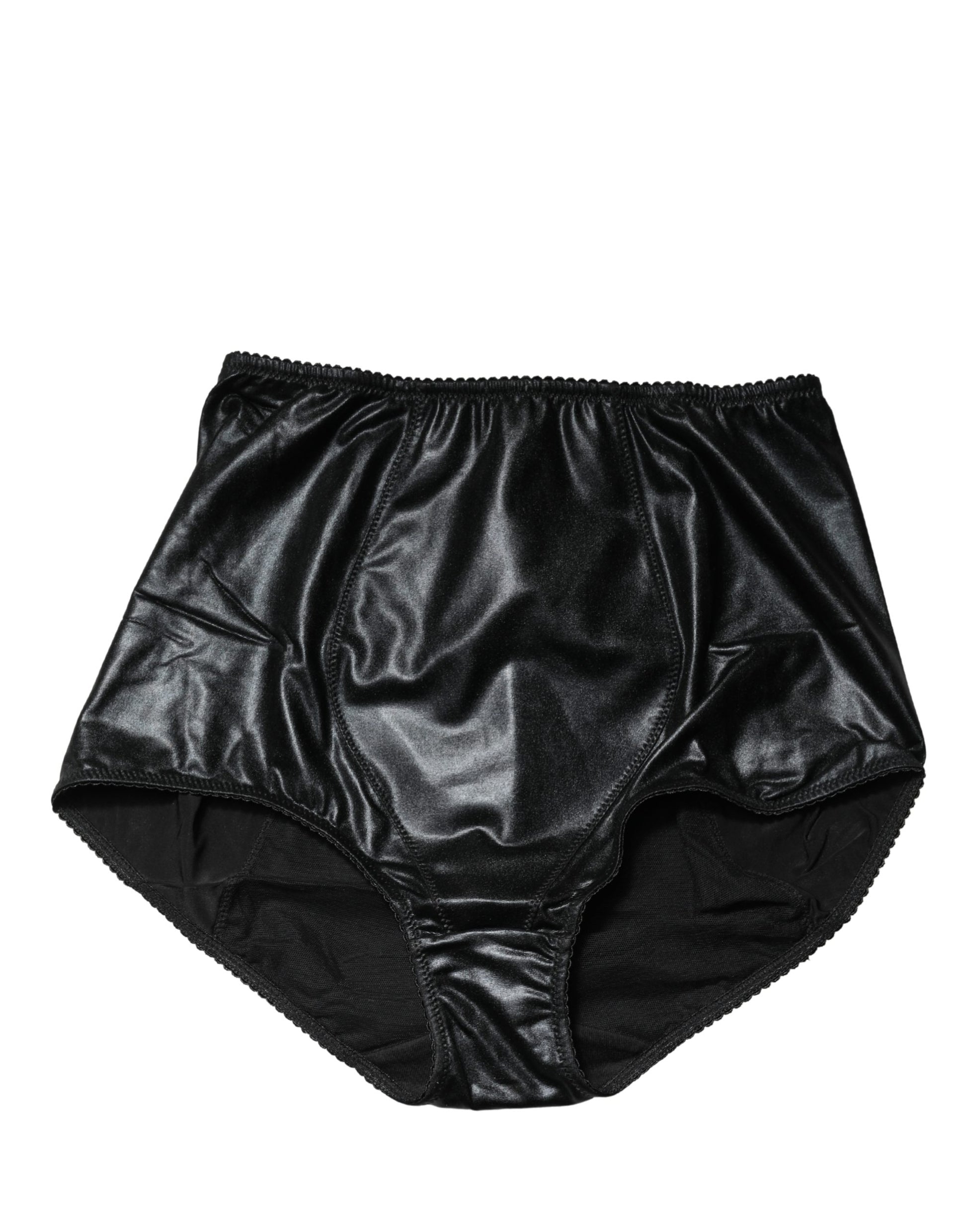 Sous-vêtement culotte gainante taille haute en soie mélangée noire Dolce & Gabbana