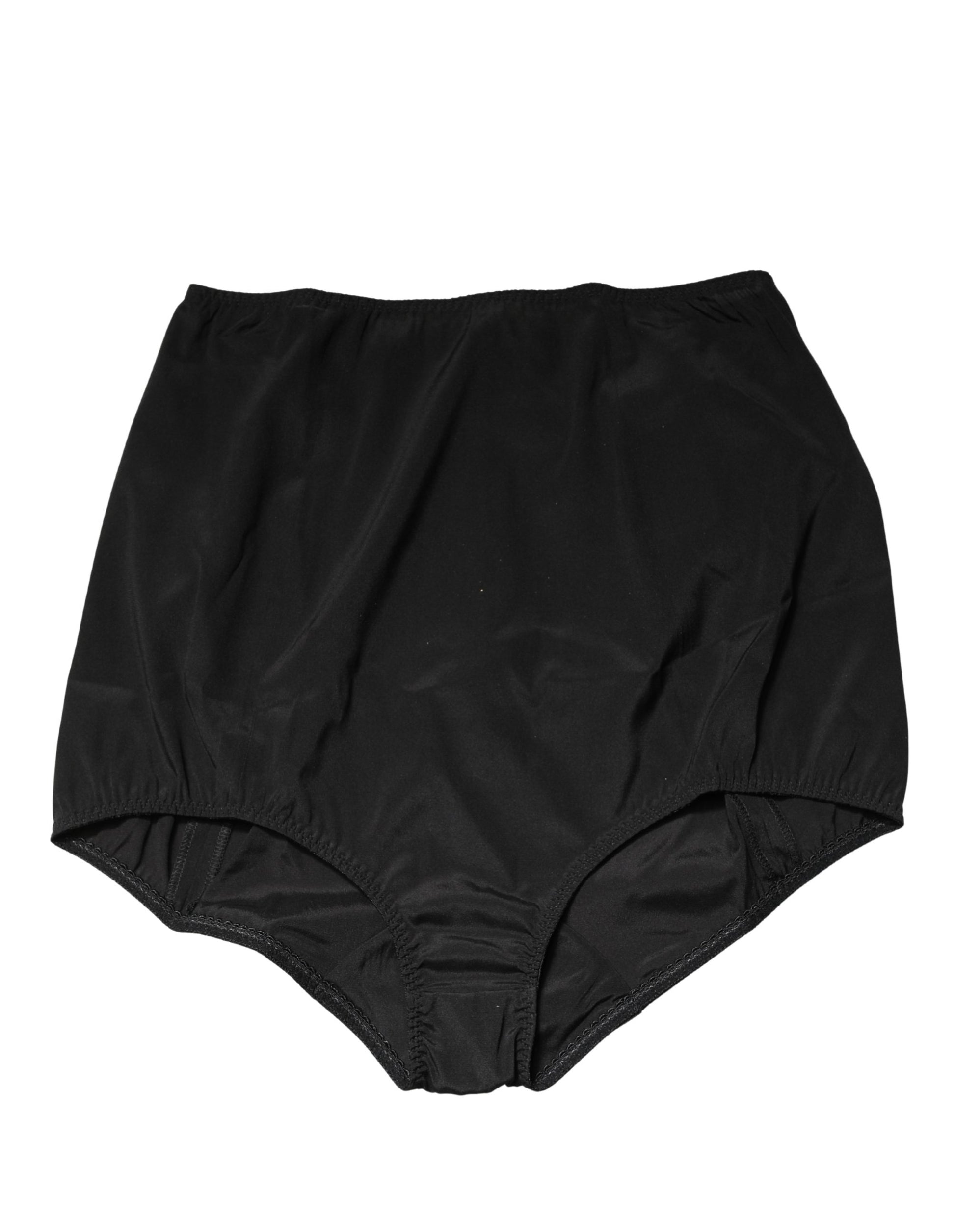 Sous-vêtement culotte gainante taille haute en soie mélangée noire Dolce & Gabbana