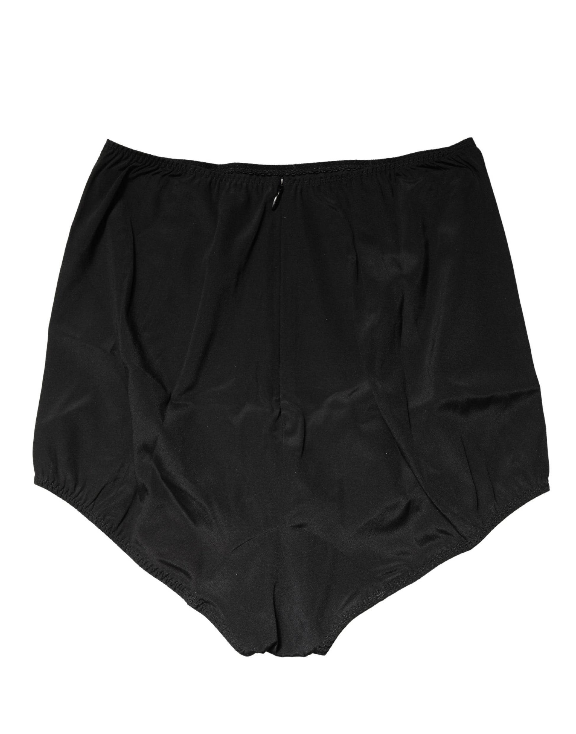 Sous-vêtement culotte gainante taille haute en soie mélangée noire Dolce & Gabbana