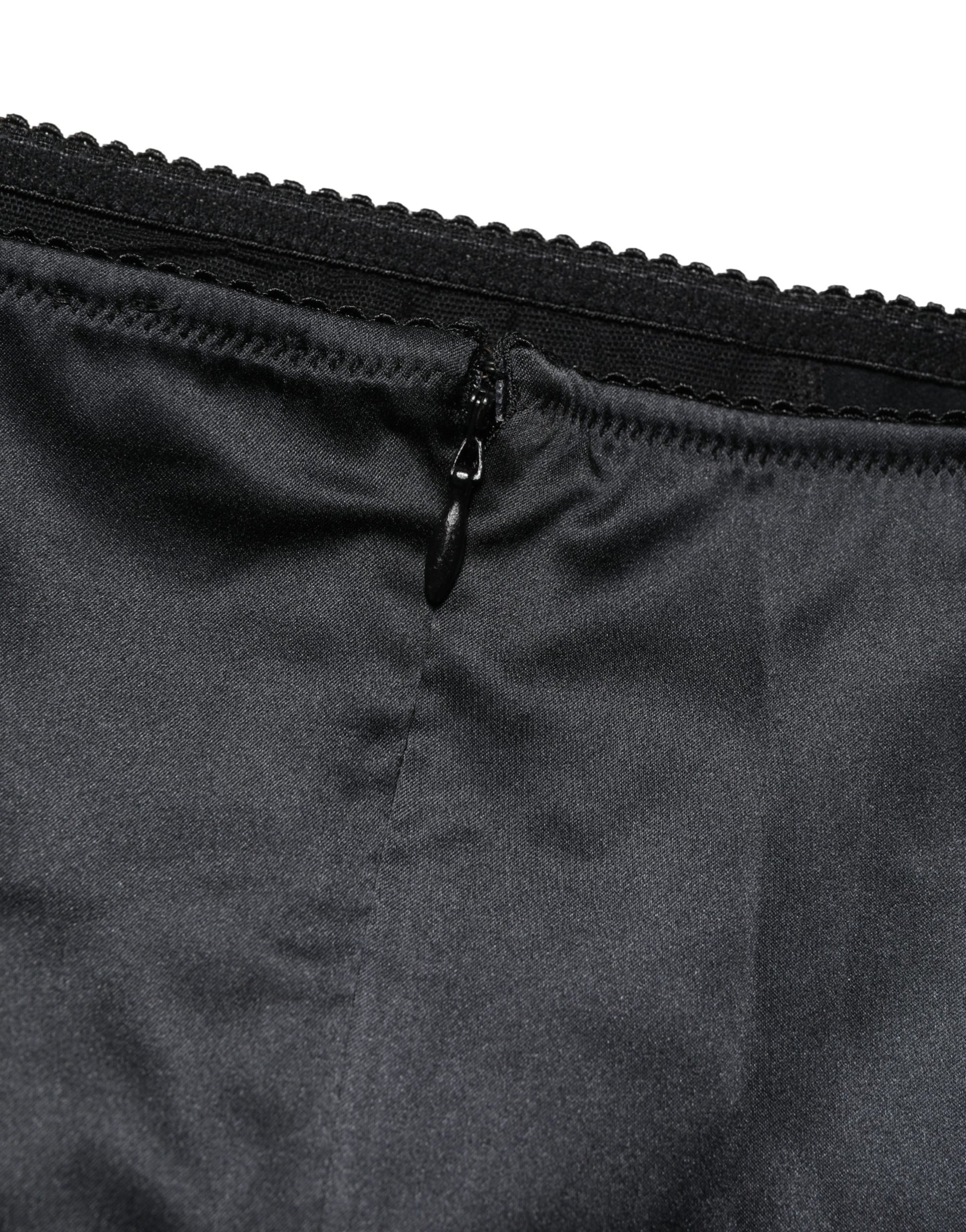 Sous-vêtement culotte gainante taille haute en soie mélangée noire Dolce & Gabbana