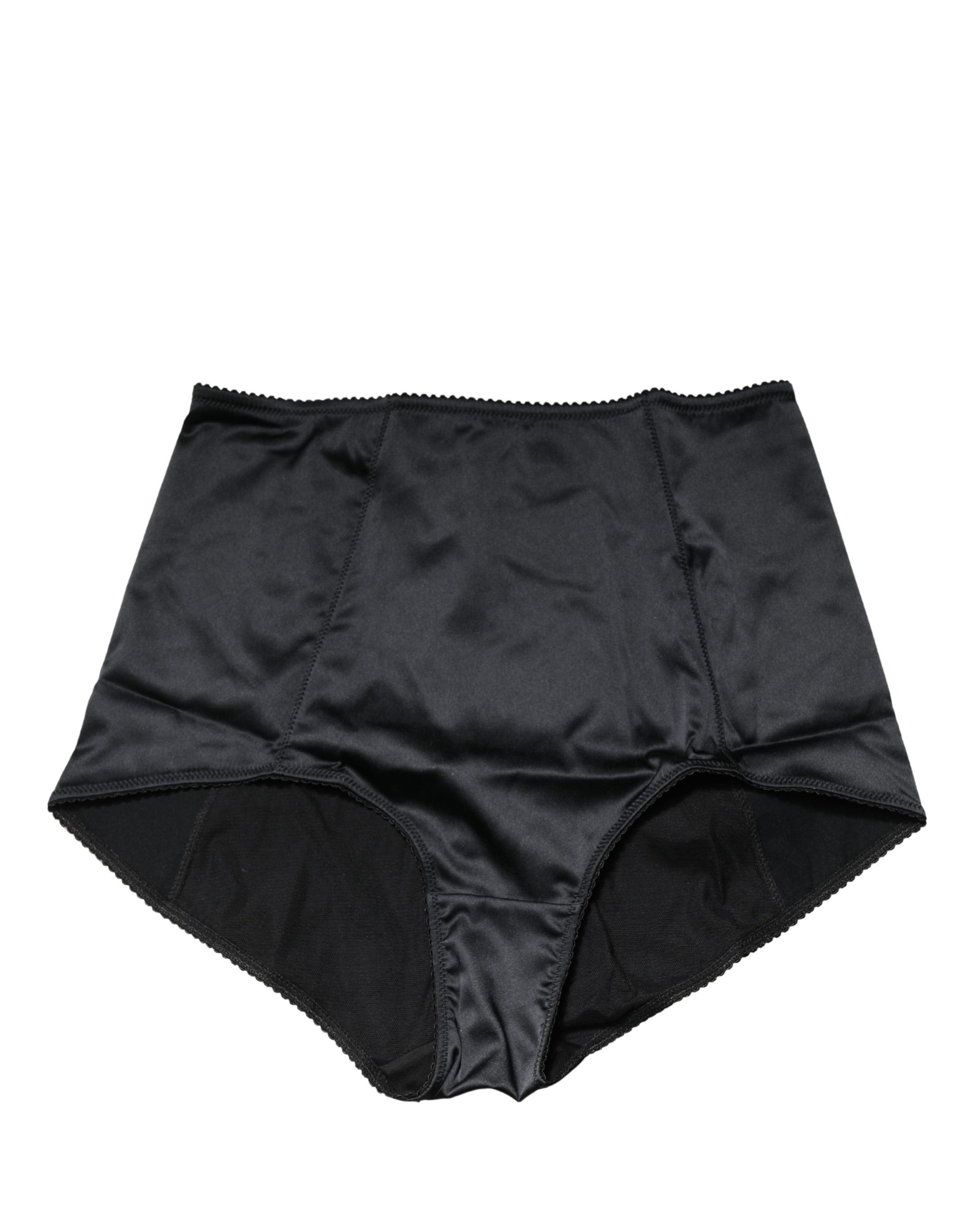Sous-vêtement culotte gainante taille haute en soie mélangée noire Dolce & Gabbana