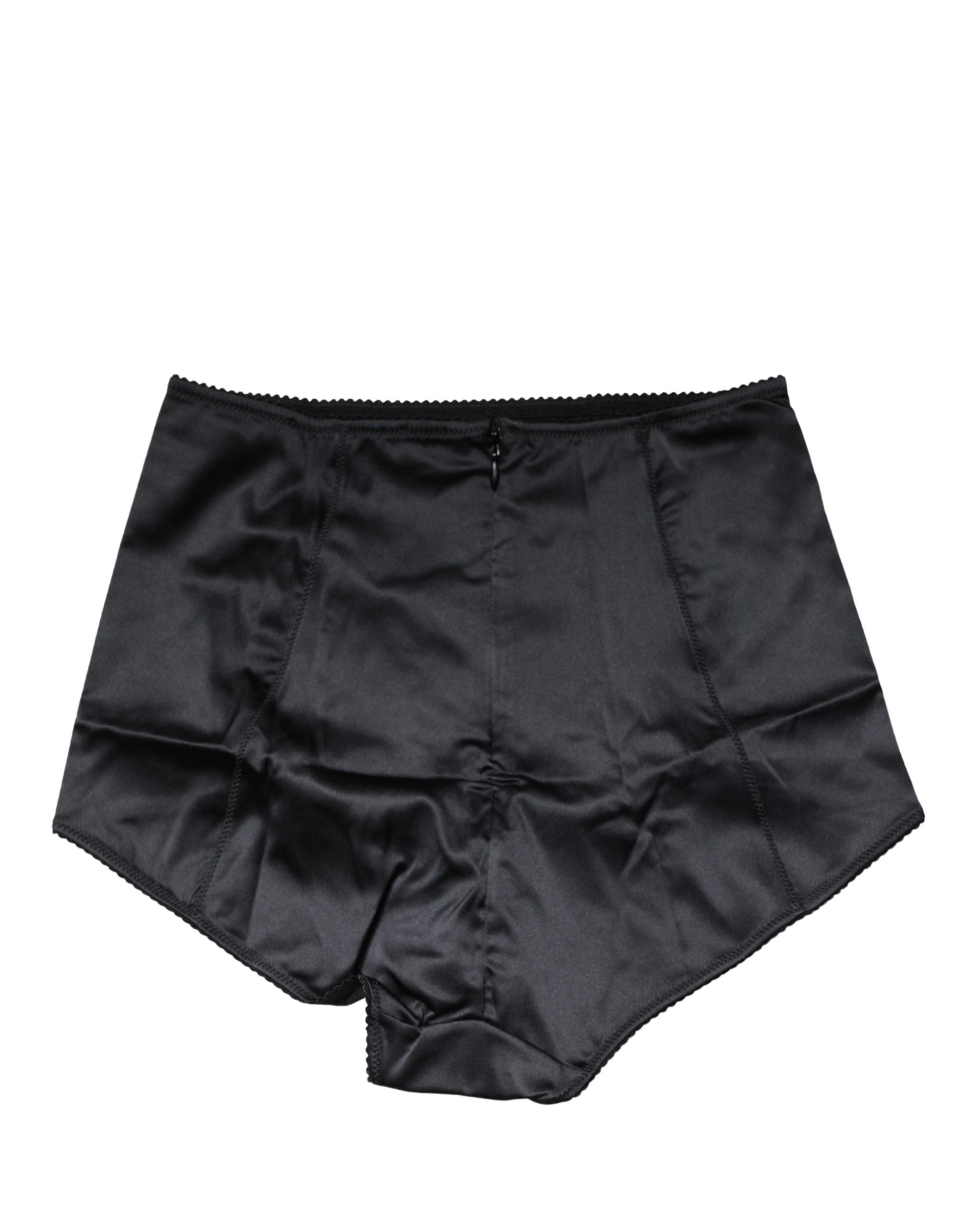 Sous-vêtement culotte gainante taille haute en soie mélangée noire Dolce & Gabbana