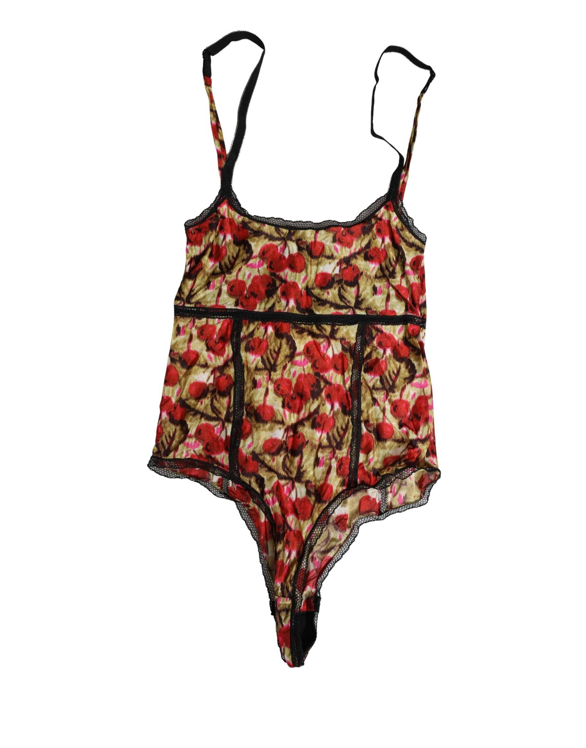Body en dentelle Roberto Cavalli multicolore imprimé cerises