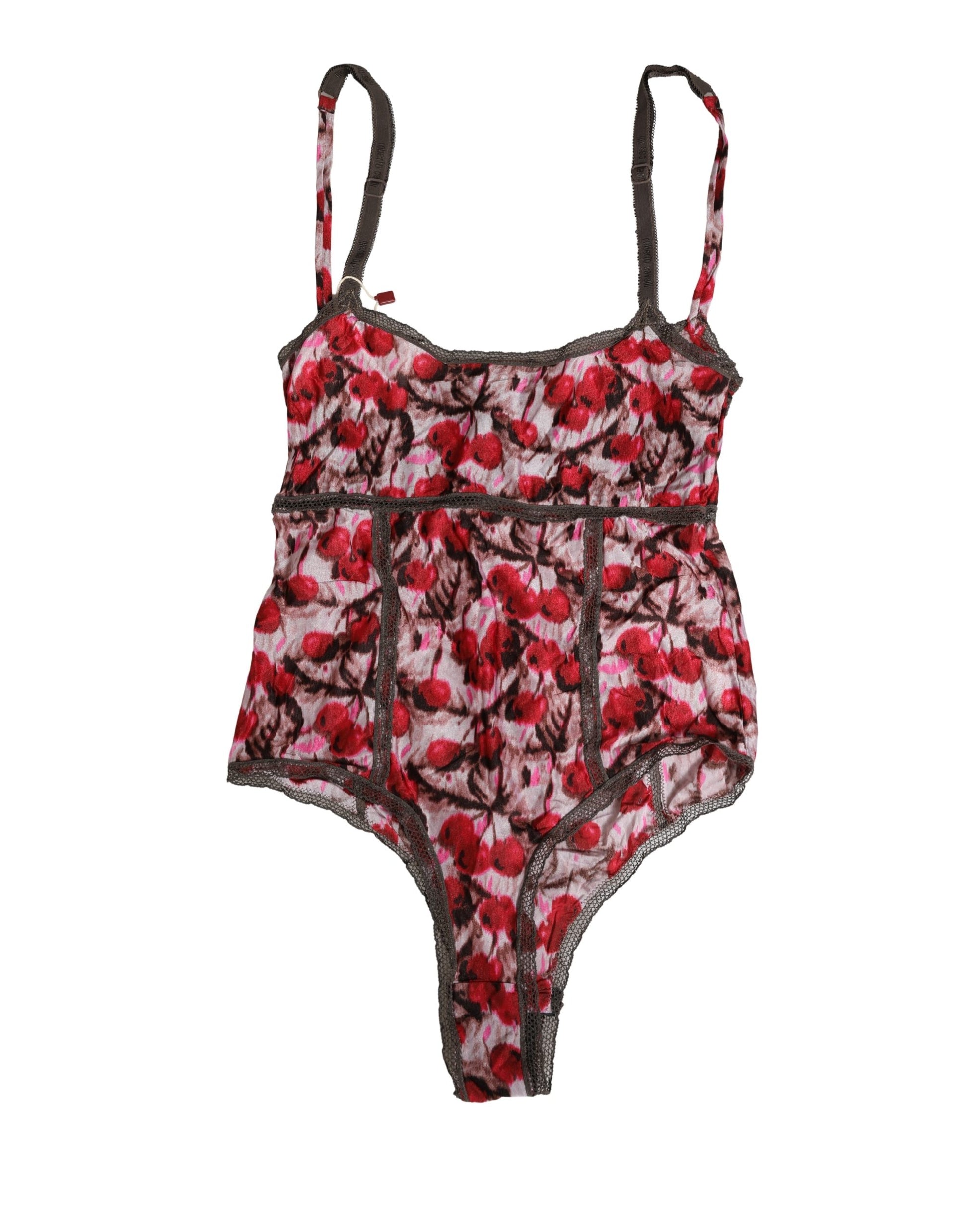 Body en dentelle Roberto Cavalli multicolore imprimé cerises