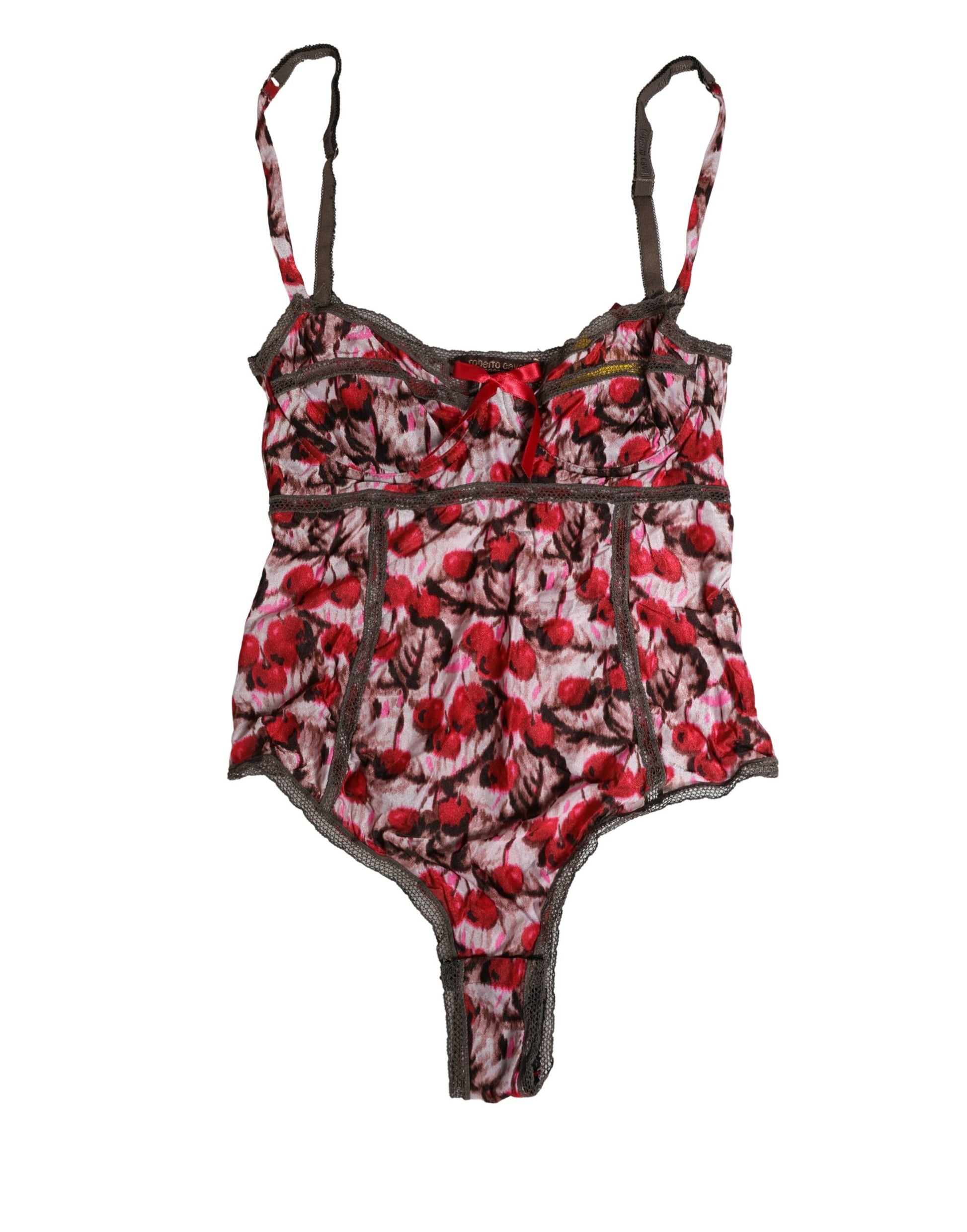 Body en dentelle Roberto Cavalli multicolore imprimé cerises