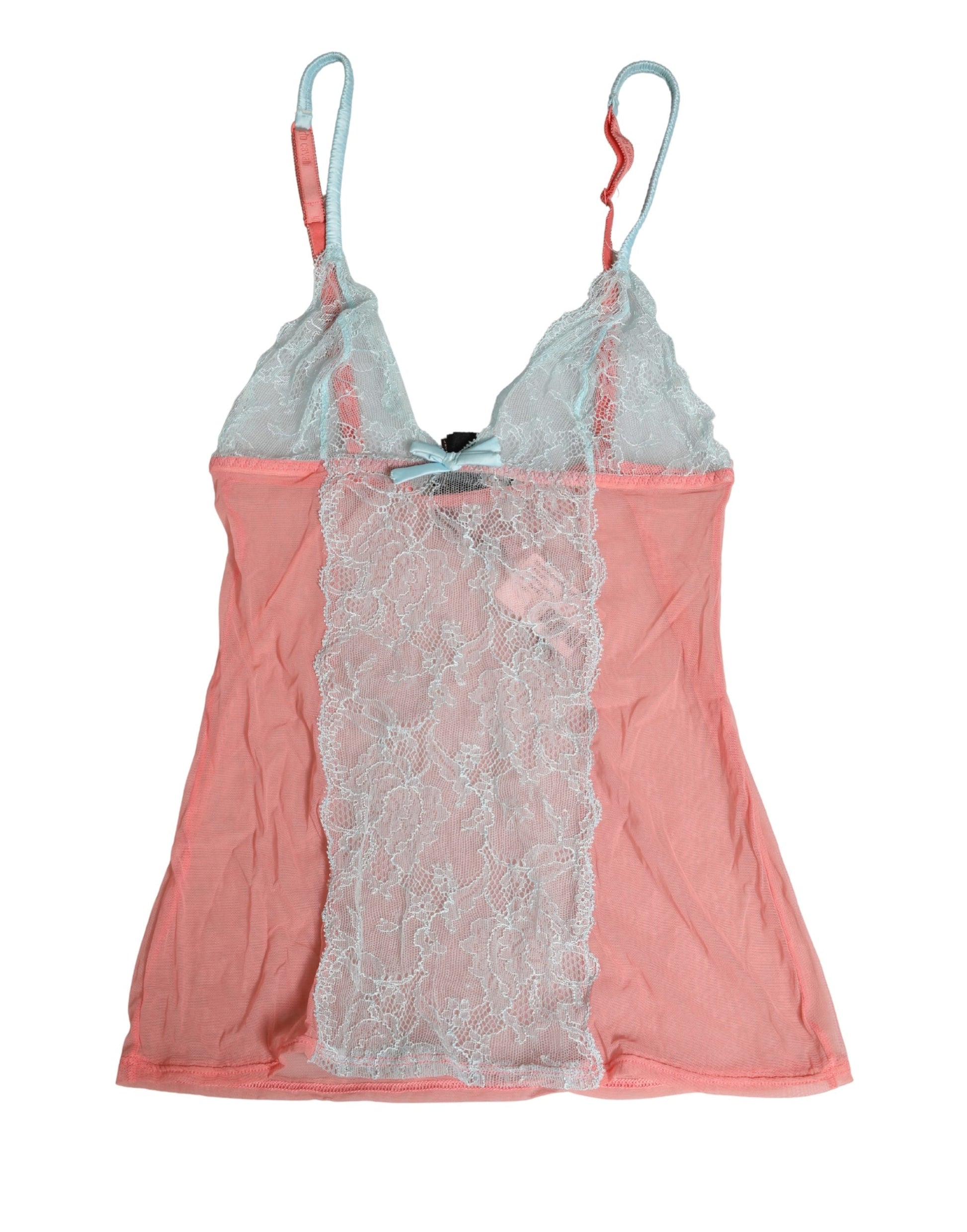 Roberto Cavalli Chemise nuisette en dentelle transparente multicolore