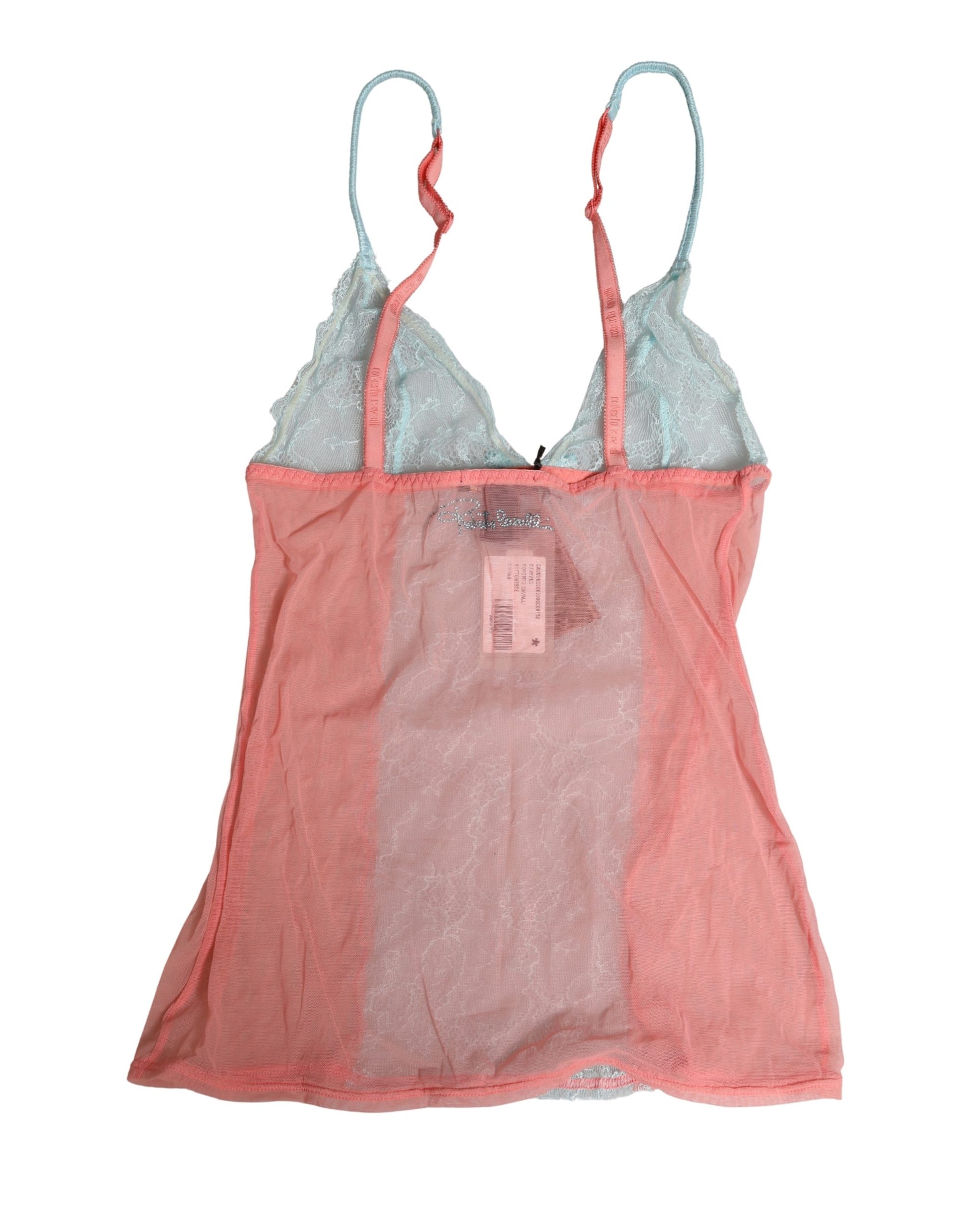 Roberto Cavalli Chemise nuisette en dentelle transparente multicolore