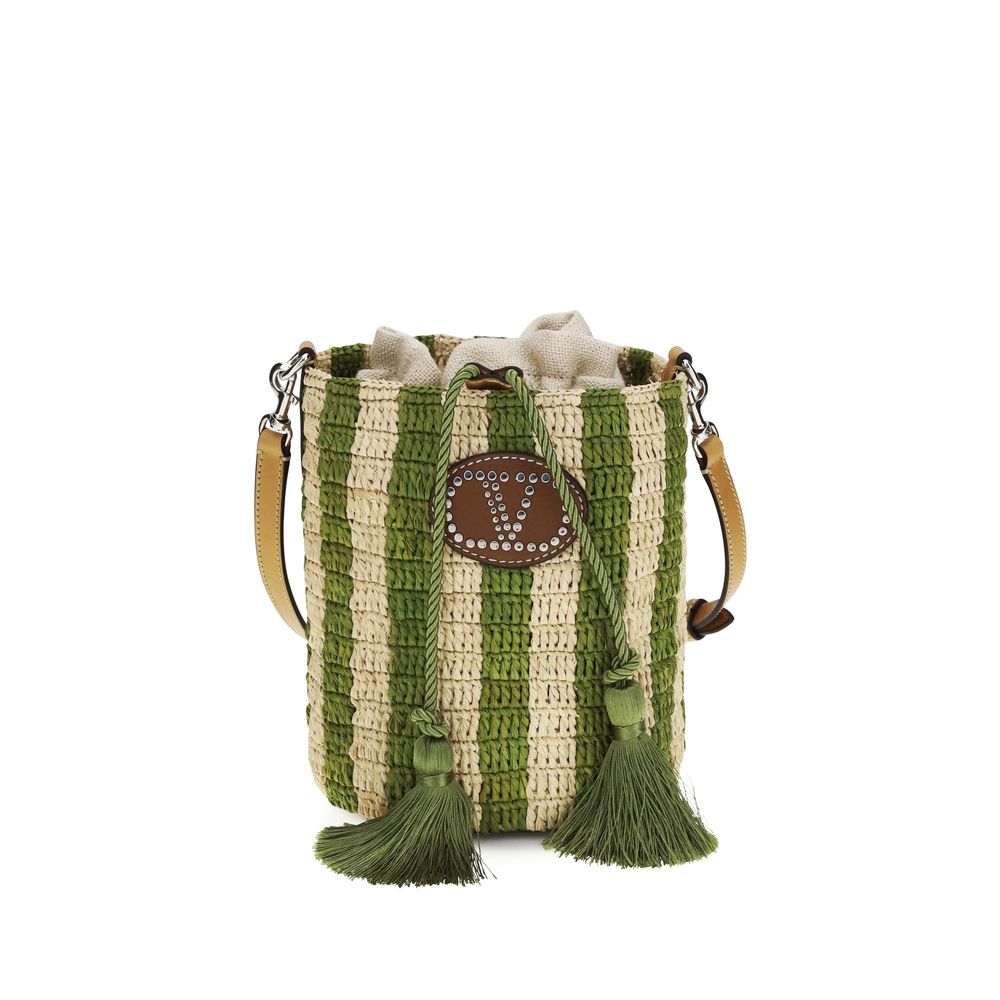 Sac Seau Bicolore en Raphia Valentino Garavani