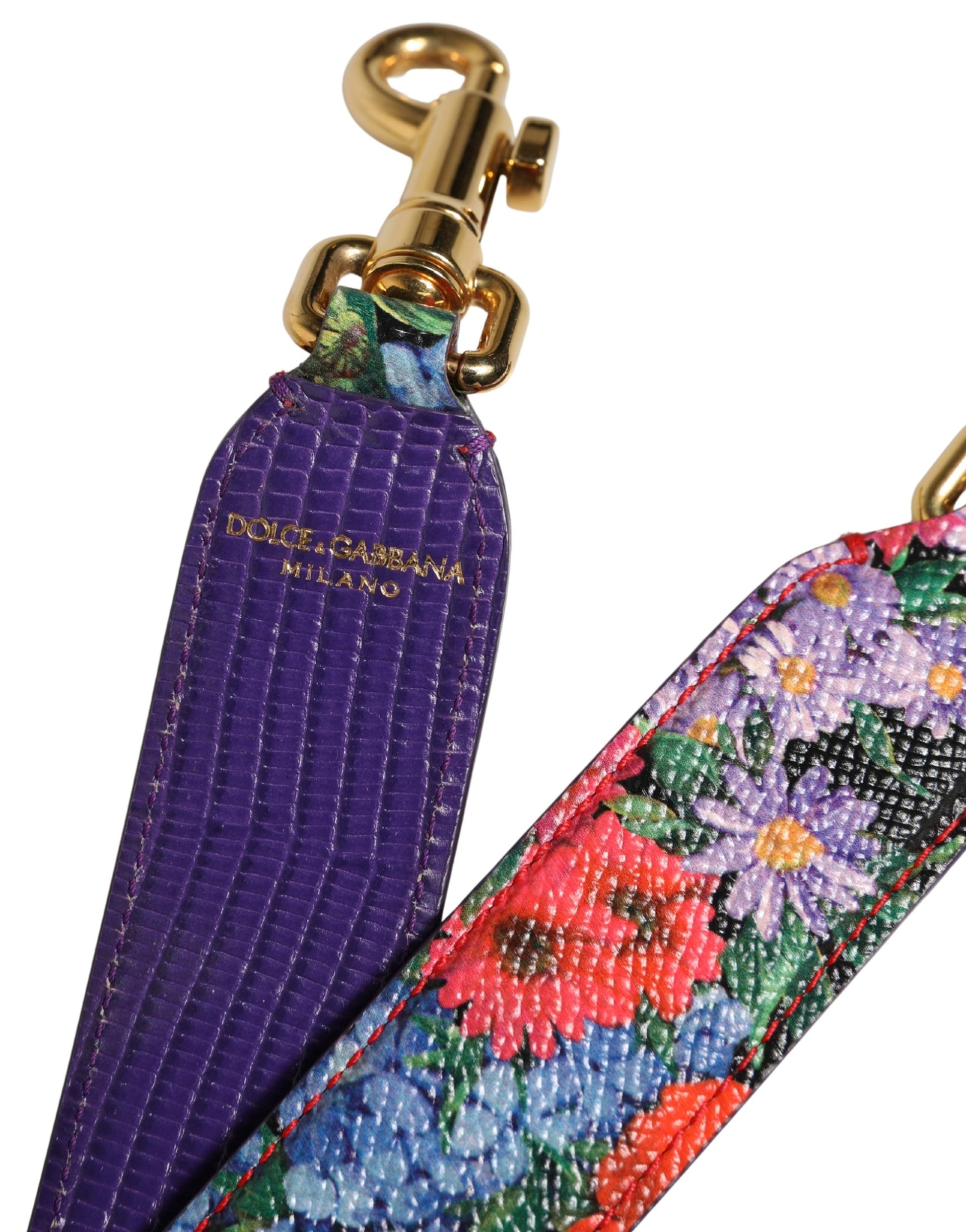 Bandoulière d'accessoire de sac en cuir floral multicolore Dolce & Gabbana