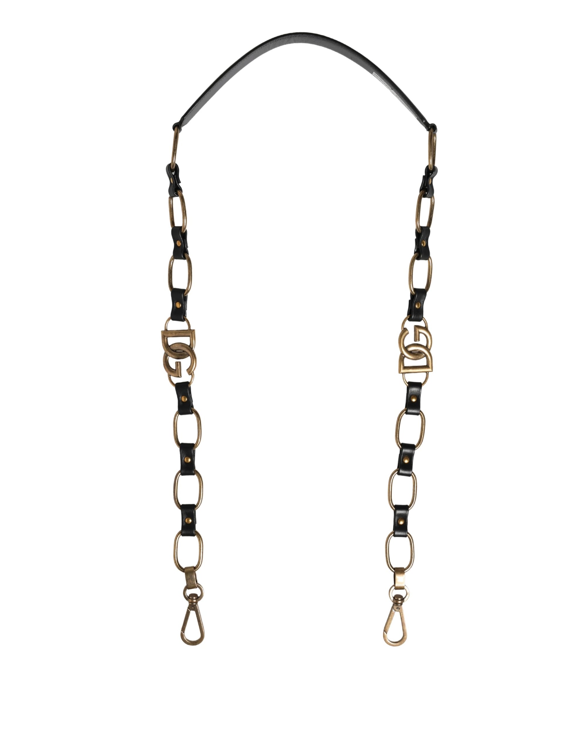 Bandoulière pour sac Dolce & Gabbana en cuir noir avec chaîne dorée