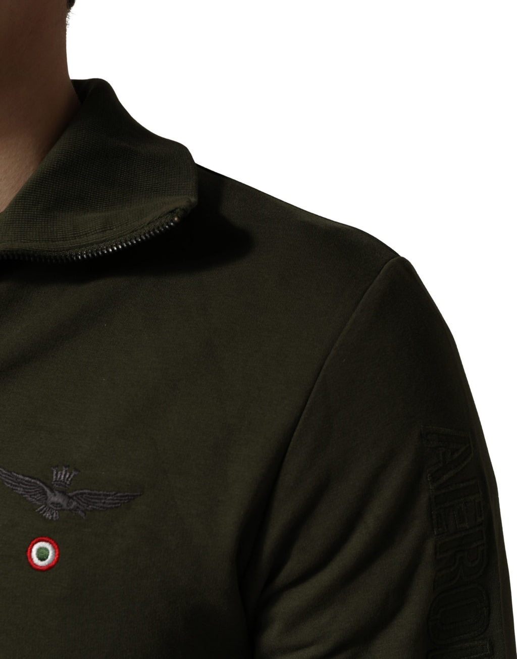 Sweat-shirt/Pull mi-zippé vert militaire Aeronautica Militare