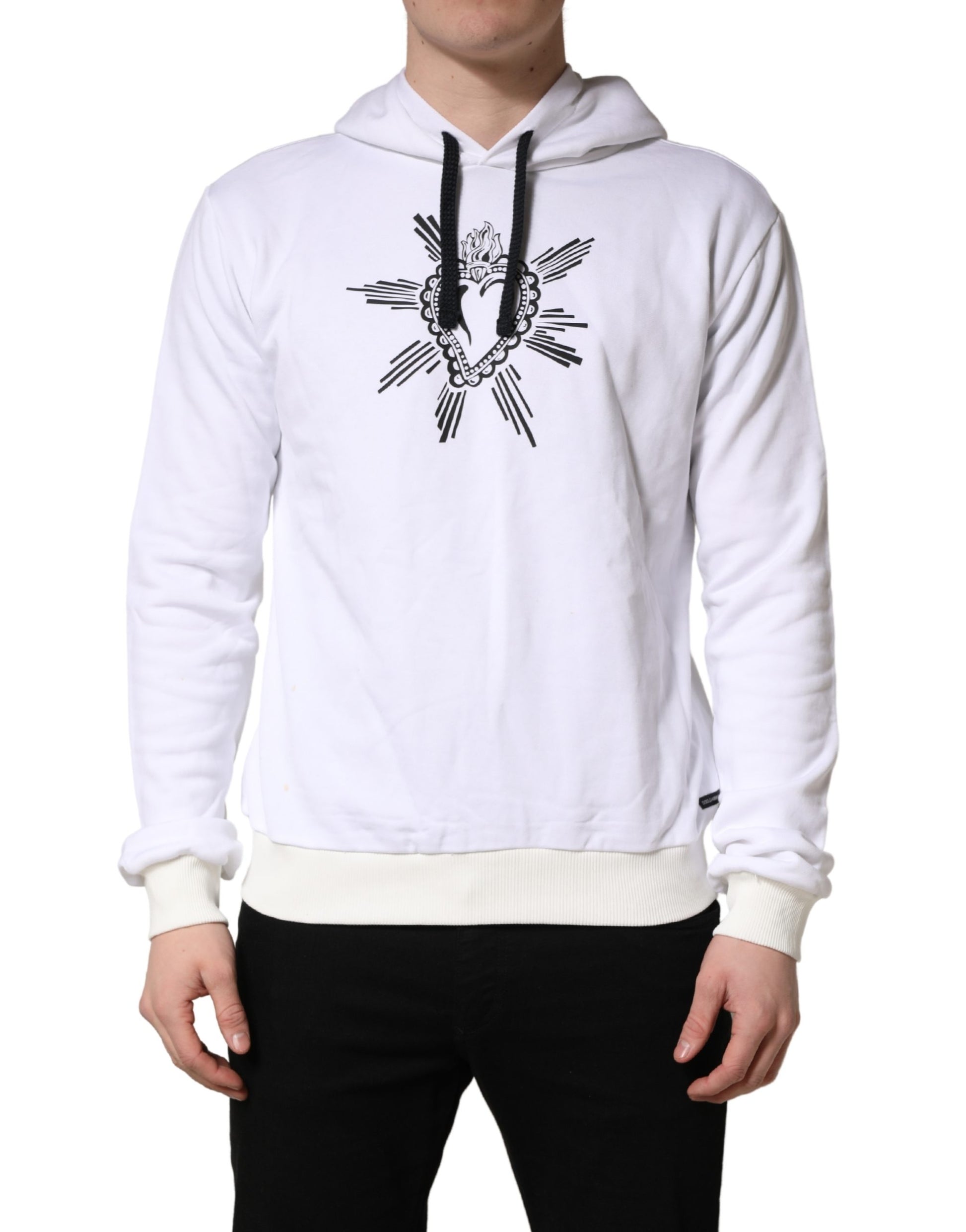 Sweat-shirt à capuche Dolce & Gabbana blanc imprimé Cœur Sacré