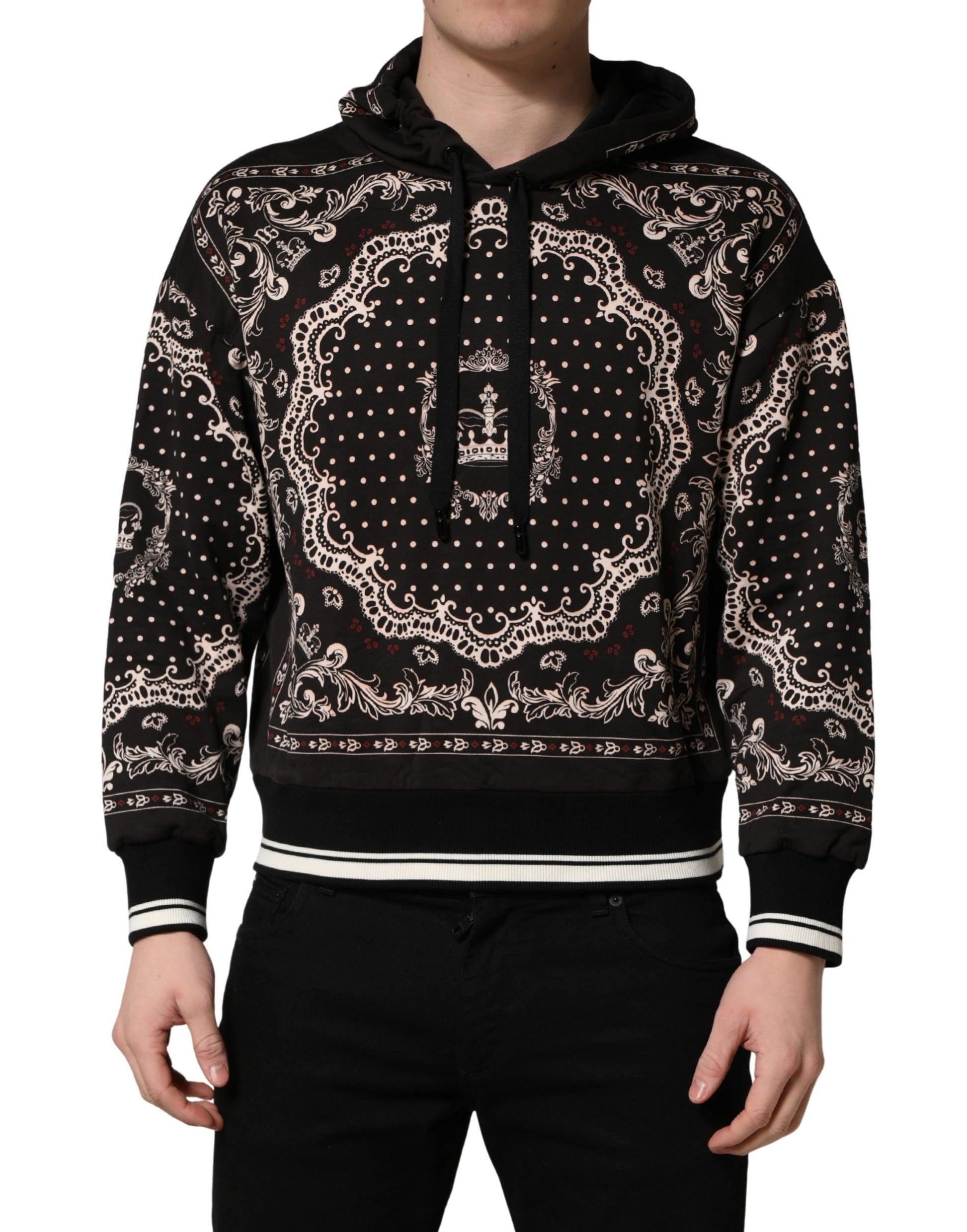 Sweat à capuche pour homme Dolce & Gabbana en coton imprimé bandana noir