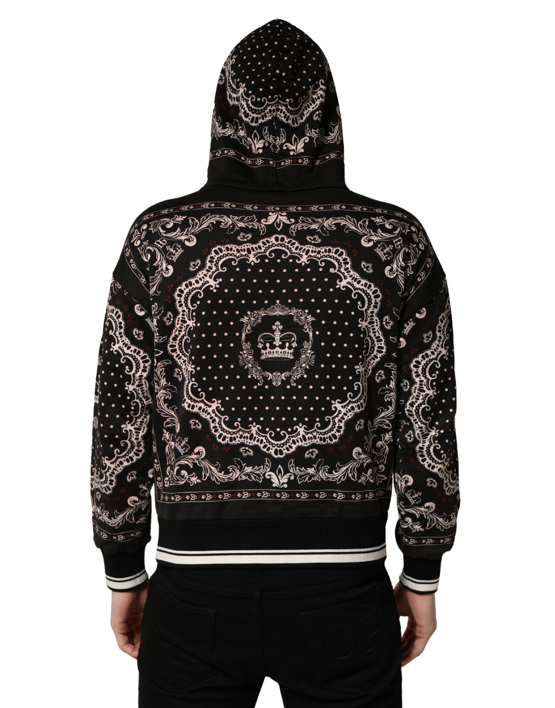 Sweat à capuche pour homme Dolce & Gabbana en coton imprimé bandana noir