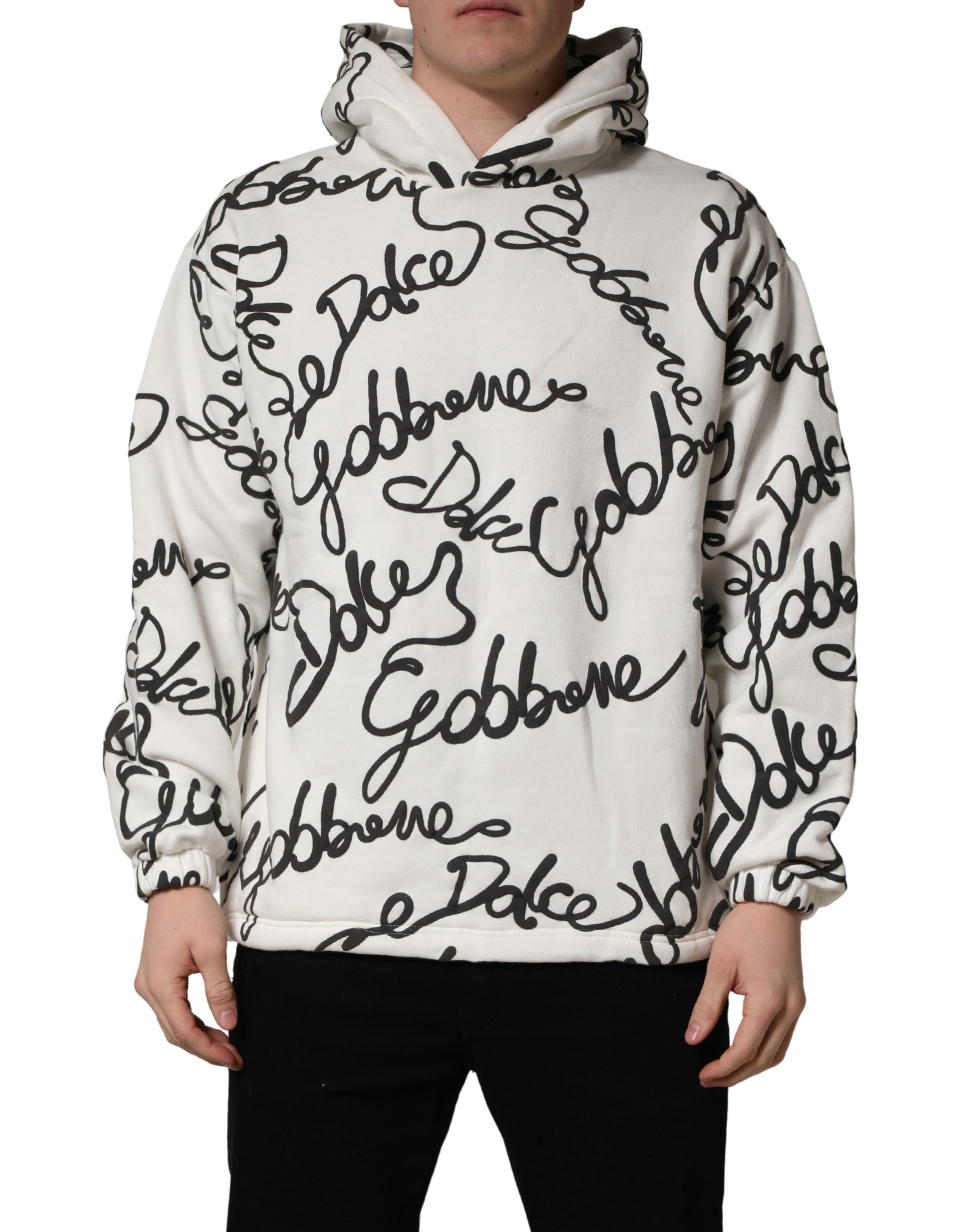 Dolce & Gabbana Sweat-shirt en coton imprimé logo blanc