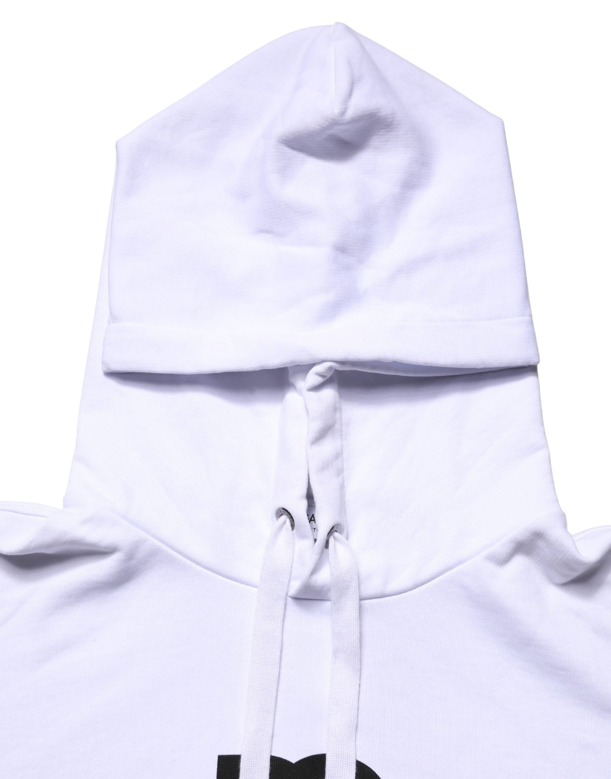 Sweat-shirt à capuche en coton blanc imprimé logo Dolce & Gabbana