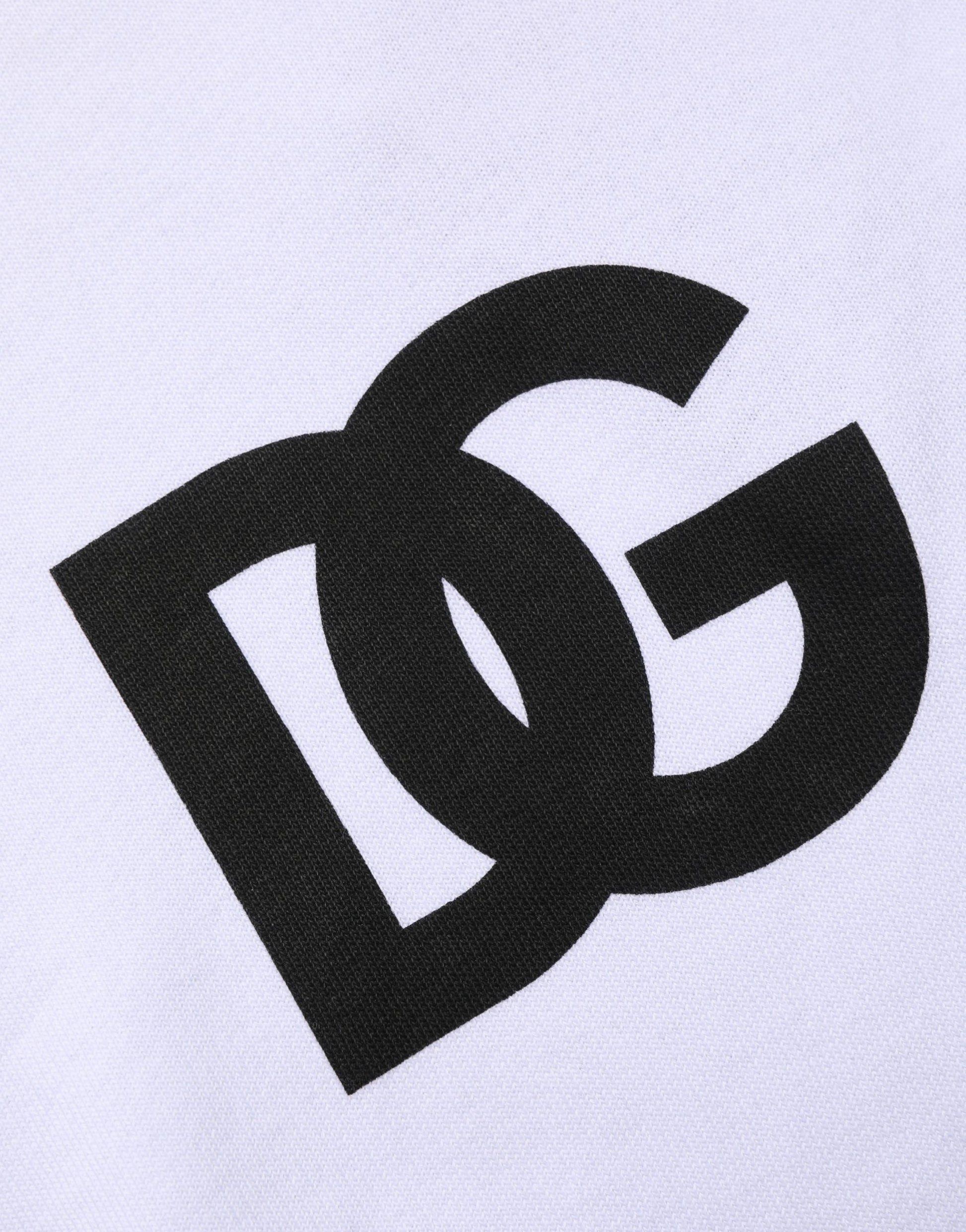 Sweat-shirt à capuche en coton blanc imprimé logo Dolce & Gabbana