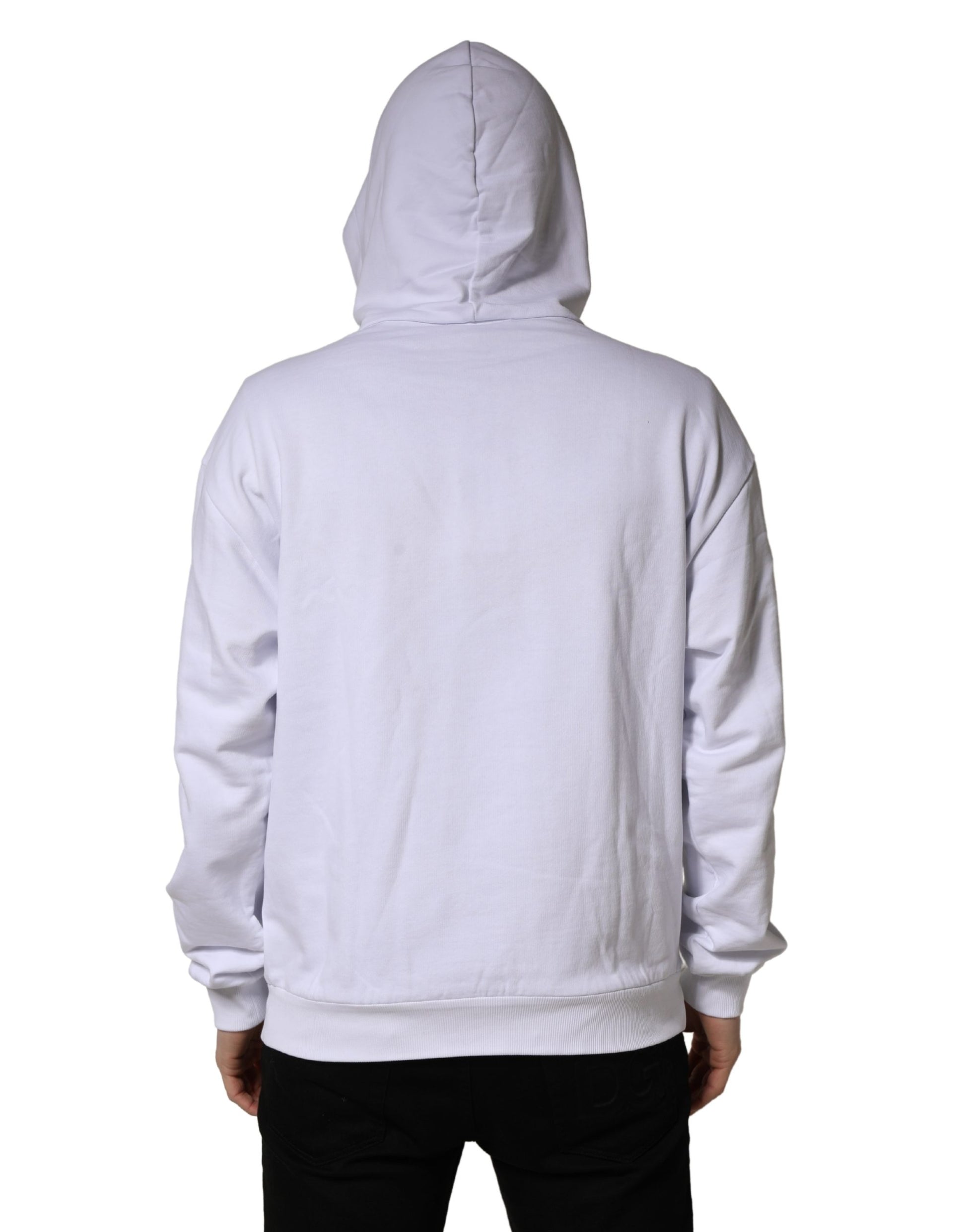 Sweat-shirt à capuche en coton blanc imprimé logo Dolce & Gabbana