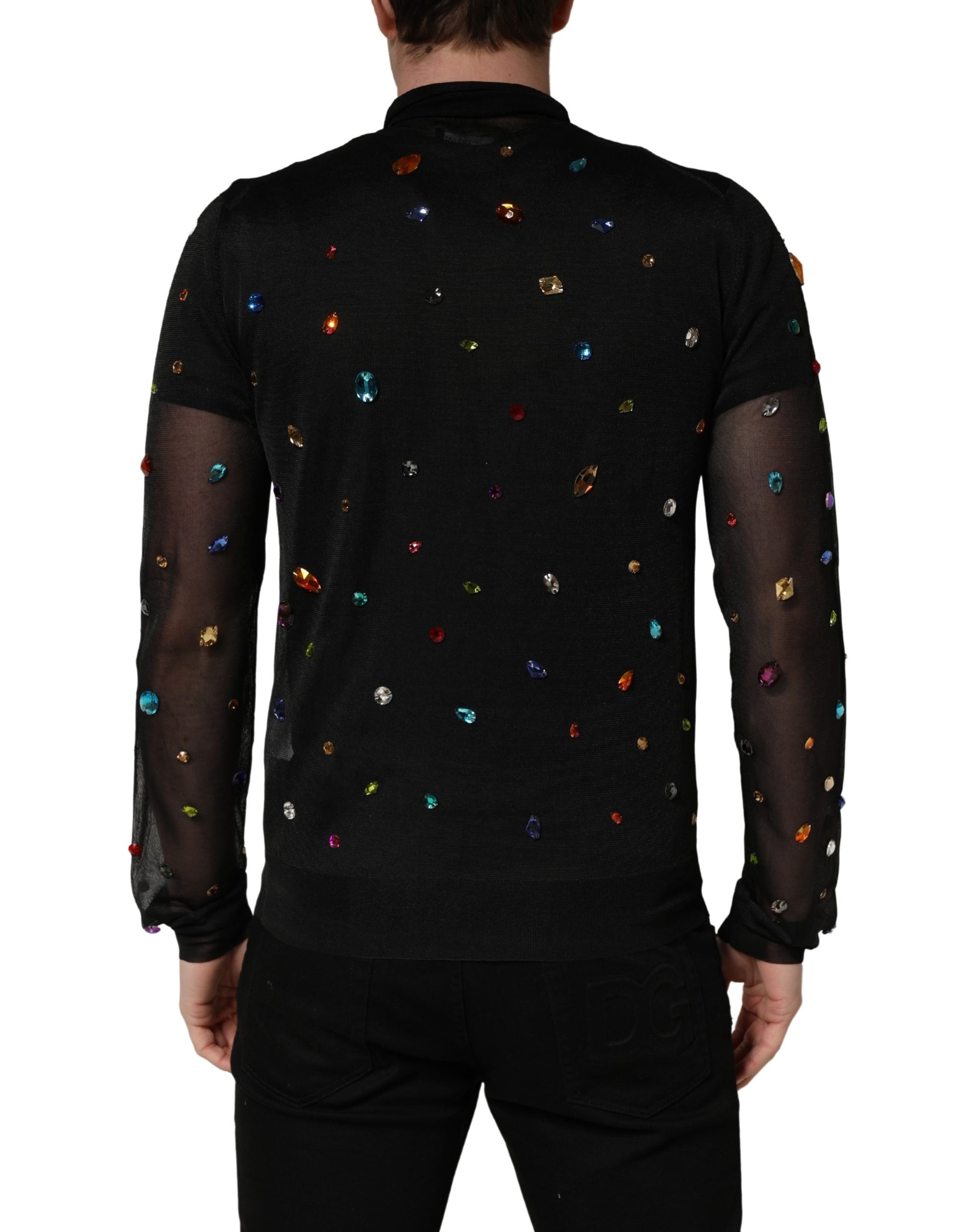Pull à col roulé Dolce & Gabbana noir orné de cristaux