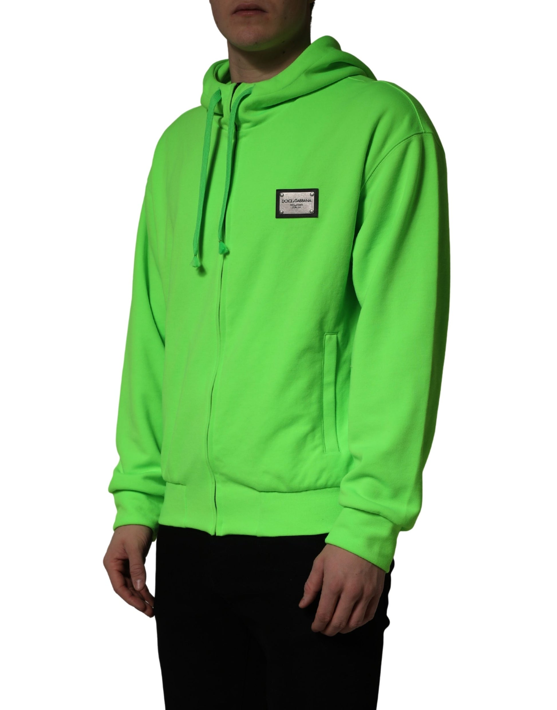 Dolce & Gabbana Sweat-shirt à capuche polaire zippé vert