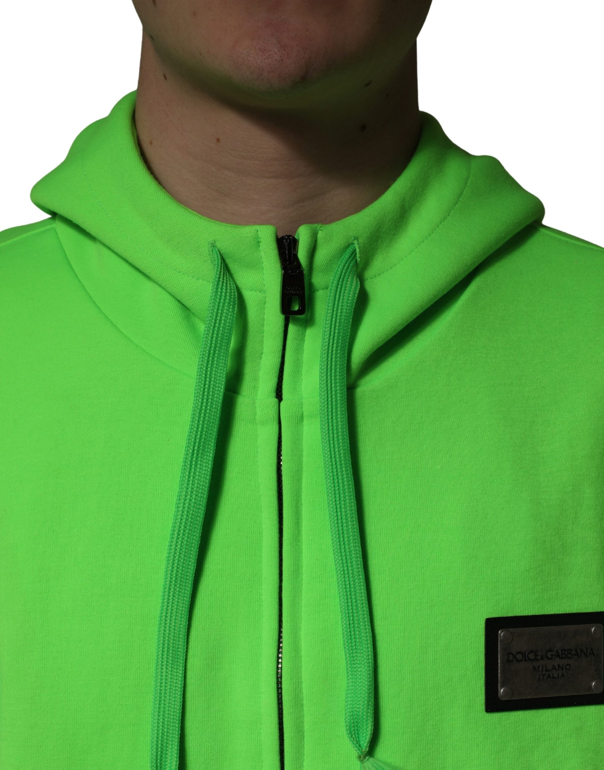 Dolce & Gabbana Sweat-shirt à capuche polaire zippé vert
