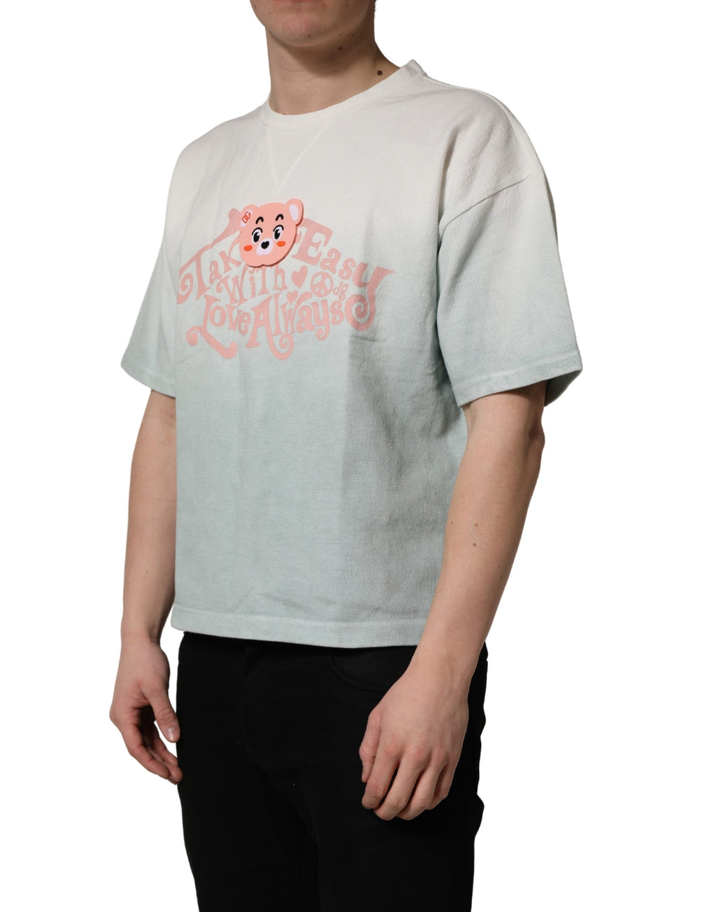 T-shirt à col rond en coton imprimé graphique tie-dye vert Dolce & Gabbana