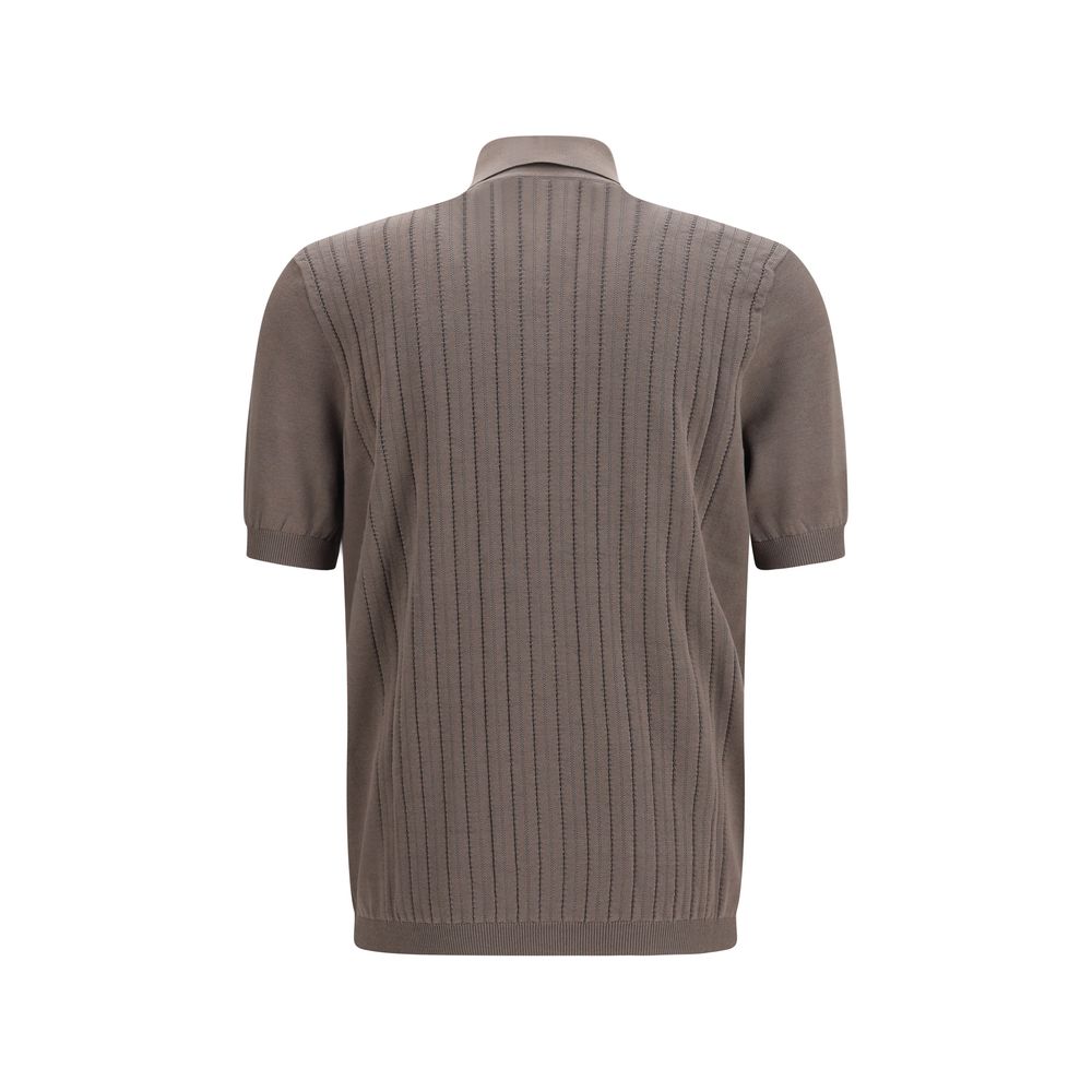 Chemise à manches courtes en coton marron Brunello Cucinelli