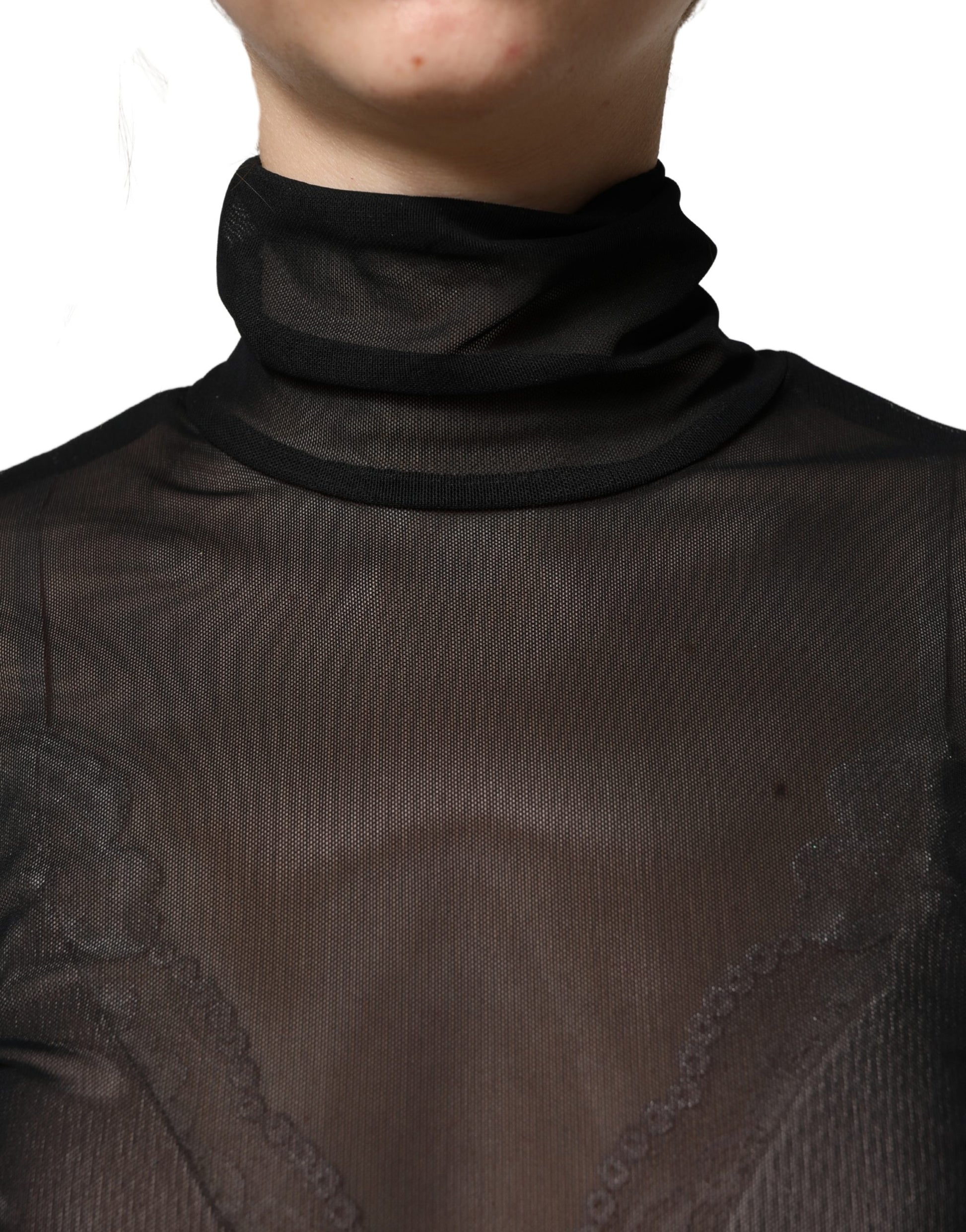 Robe-combinaison Dolce & Gabbana en nylon noir transparent à col roulé