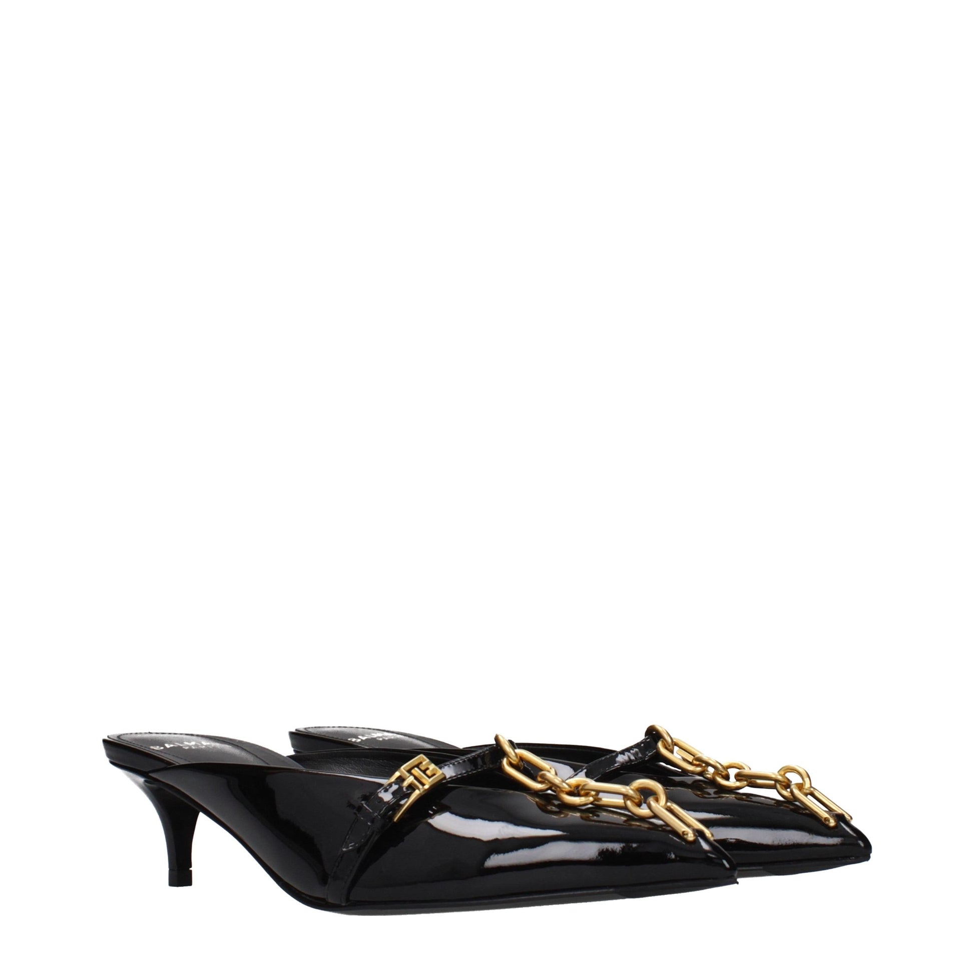 Sandales compensées Balmain en cuir noir