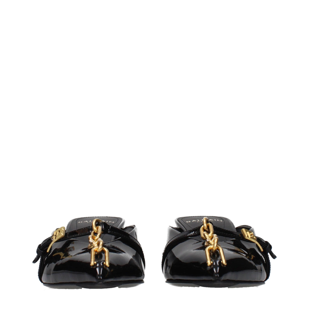 Sandales compensées Balmain en cuir noir