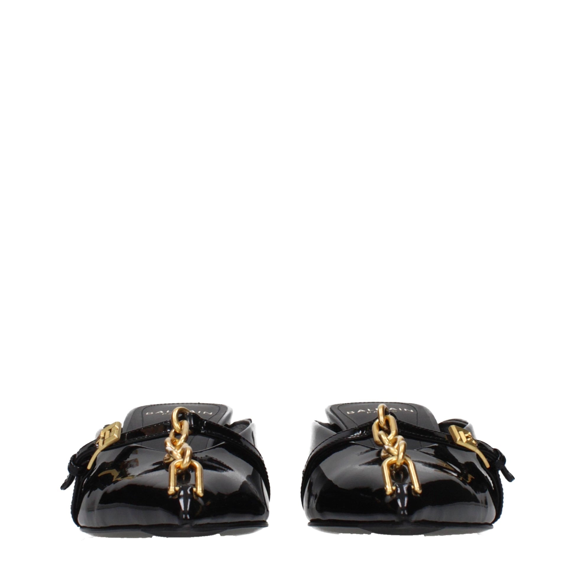 Sandales compensées Balmain en cuir noir